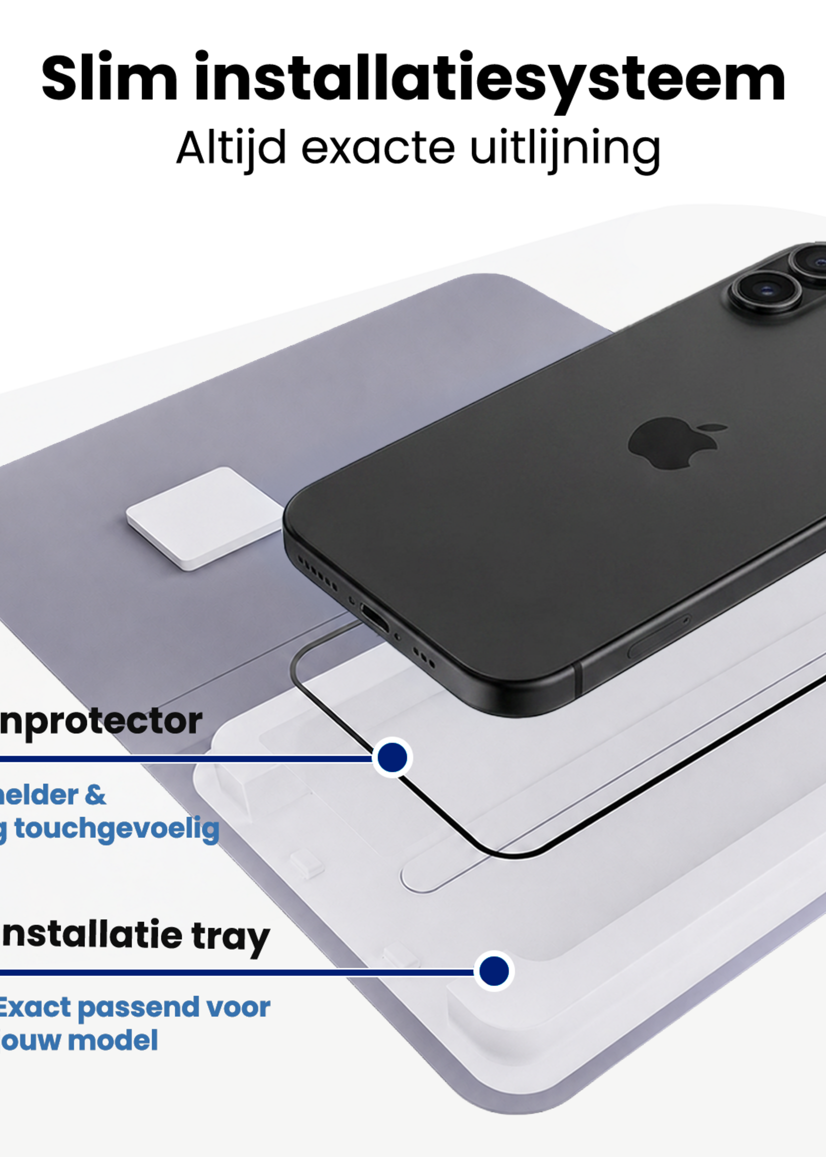 BTH BTH iPhone 16 Plus Screenprotector Perfect Fit Kit - 2 PACK