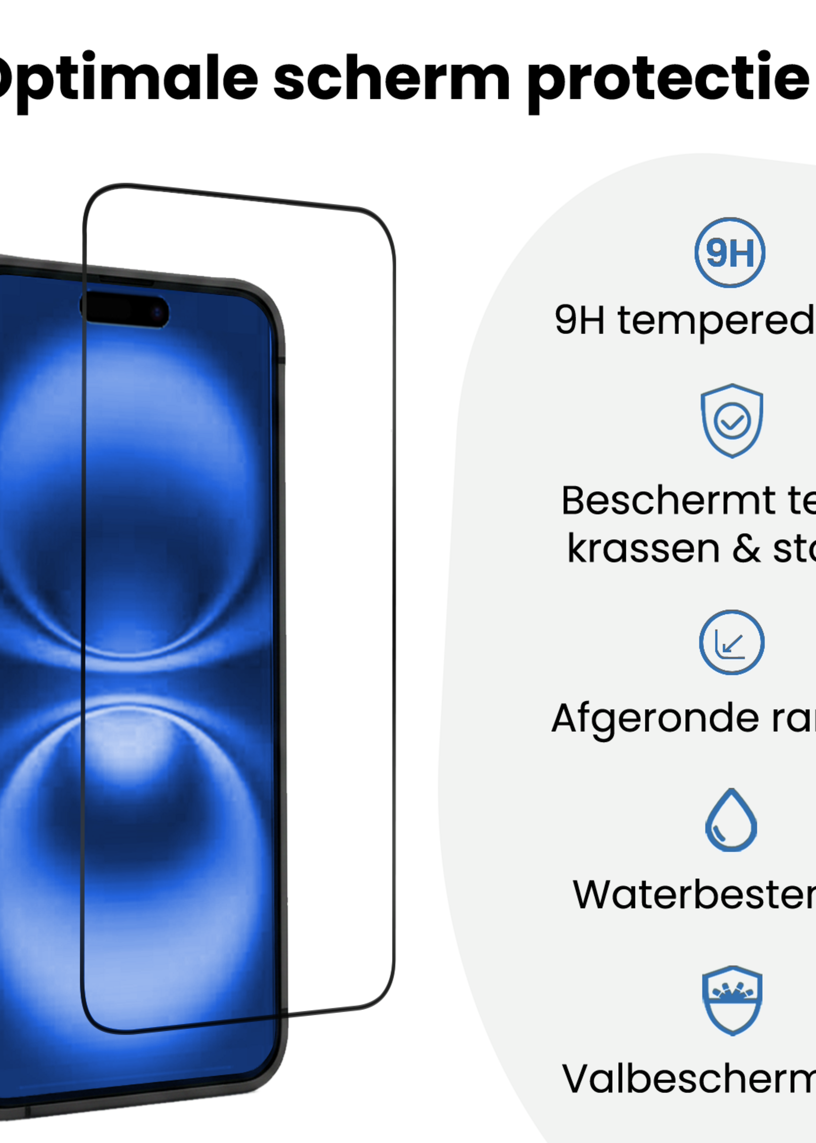 BTH BTH iPhone 16 Plus Screenprotector Perfect Fit Kit - 2 PACK