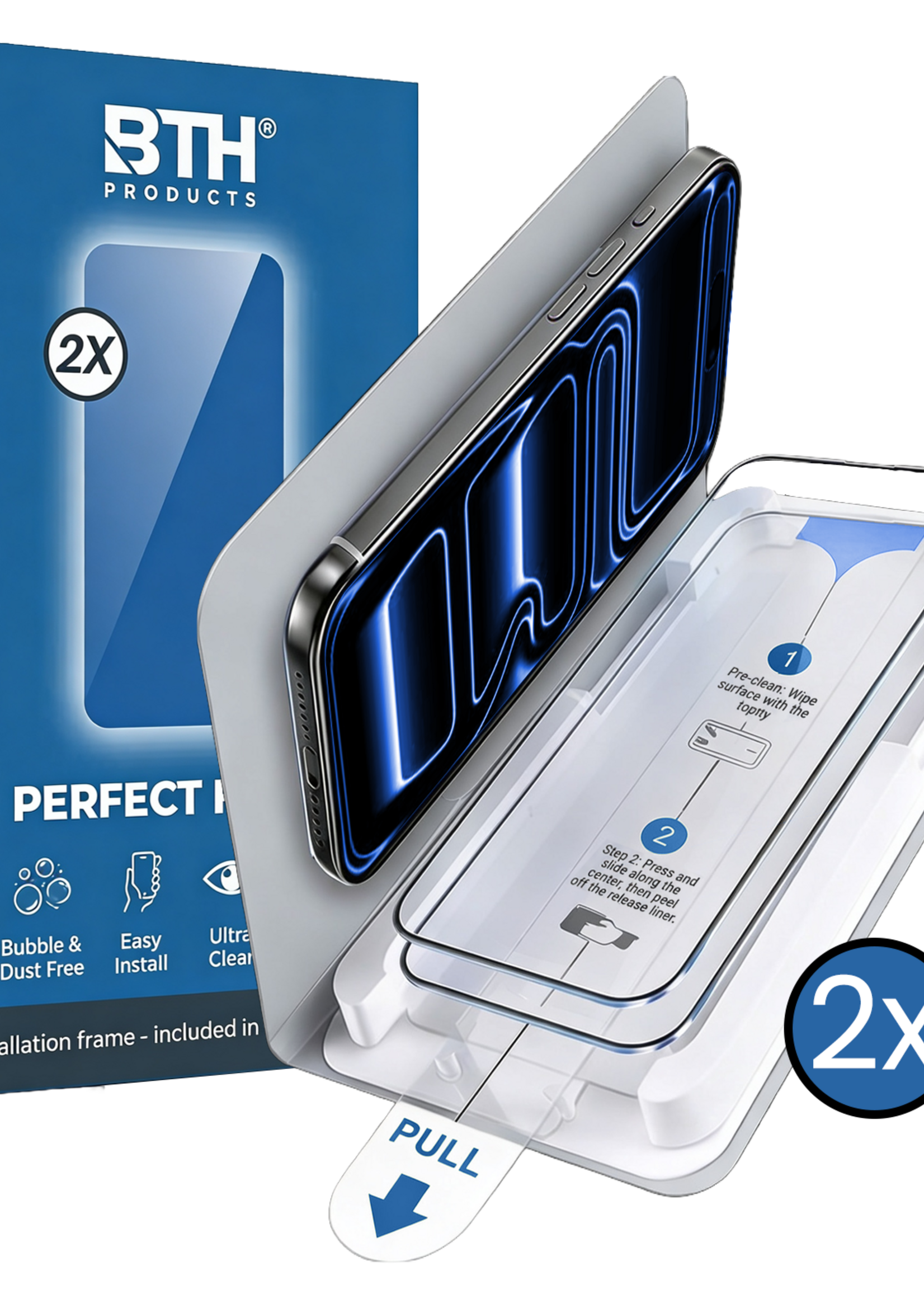 BTH BTH iPhone 17 Pro Max Screenprotector Perfect Fit Kit - 2 PACK