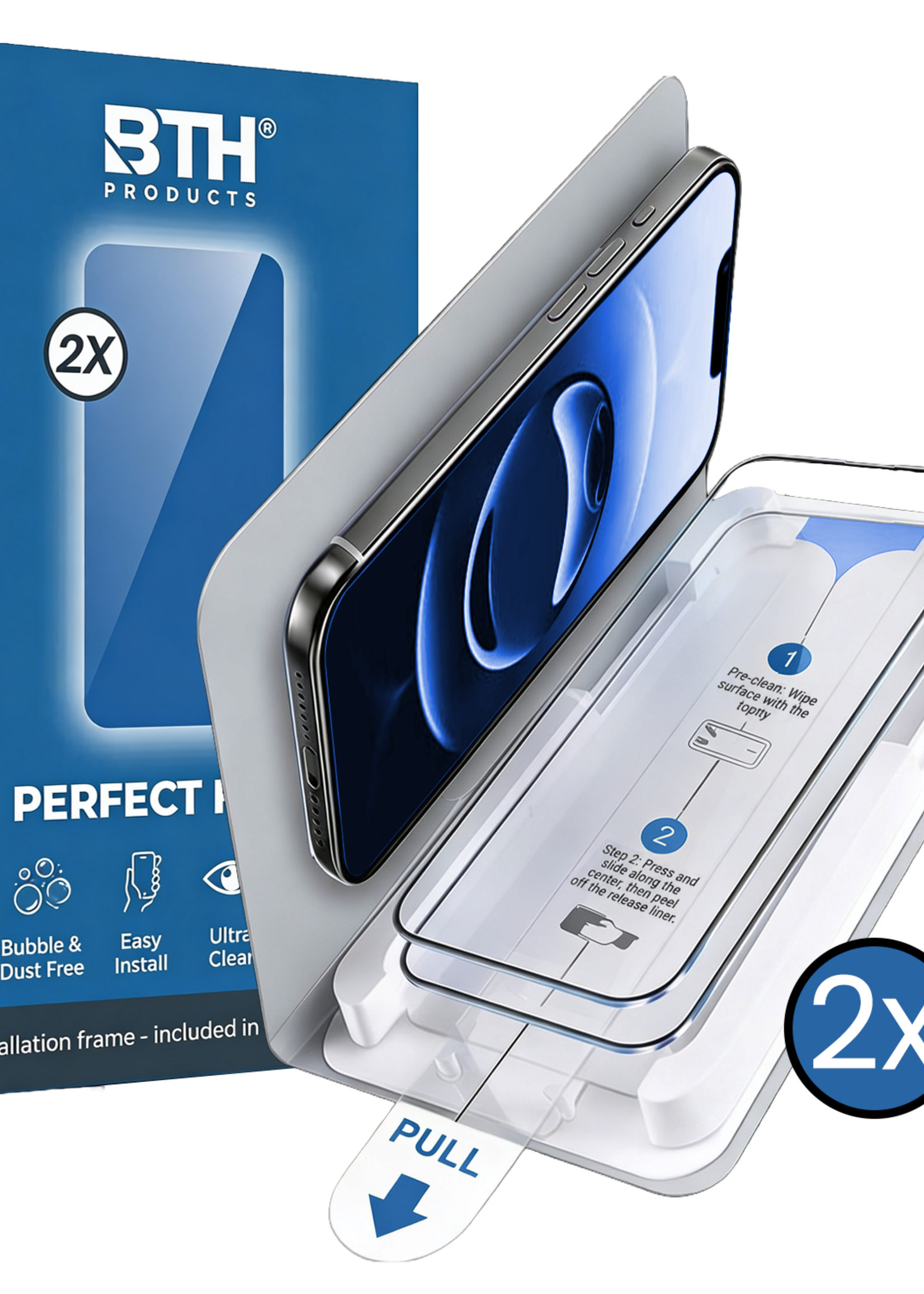 BTH BTH iPhone 16e Screenprotector Perfect Fit Kit - 2 PACK