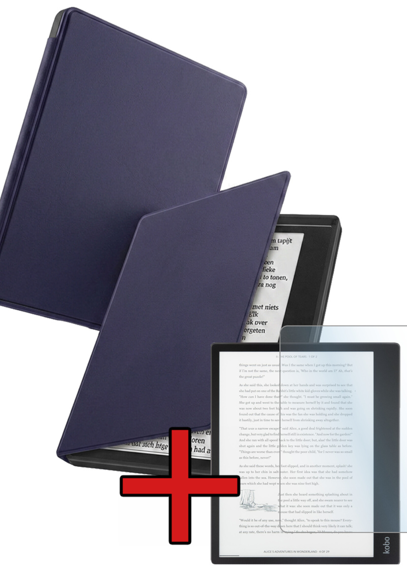 BTH BTH Kobo Elipsa 2E Hoesje Met Screenprotector - Donkerblauw