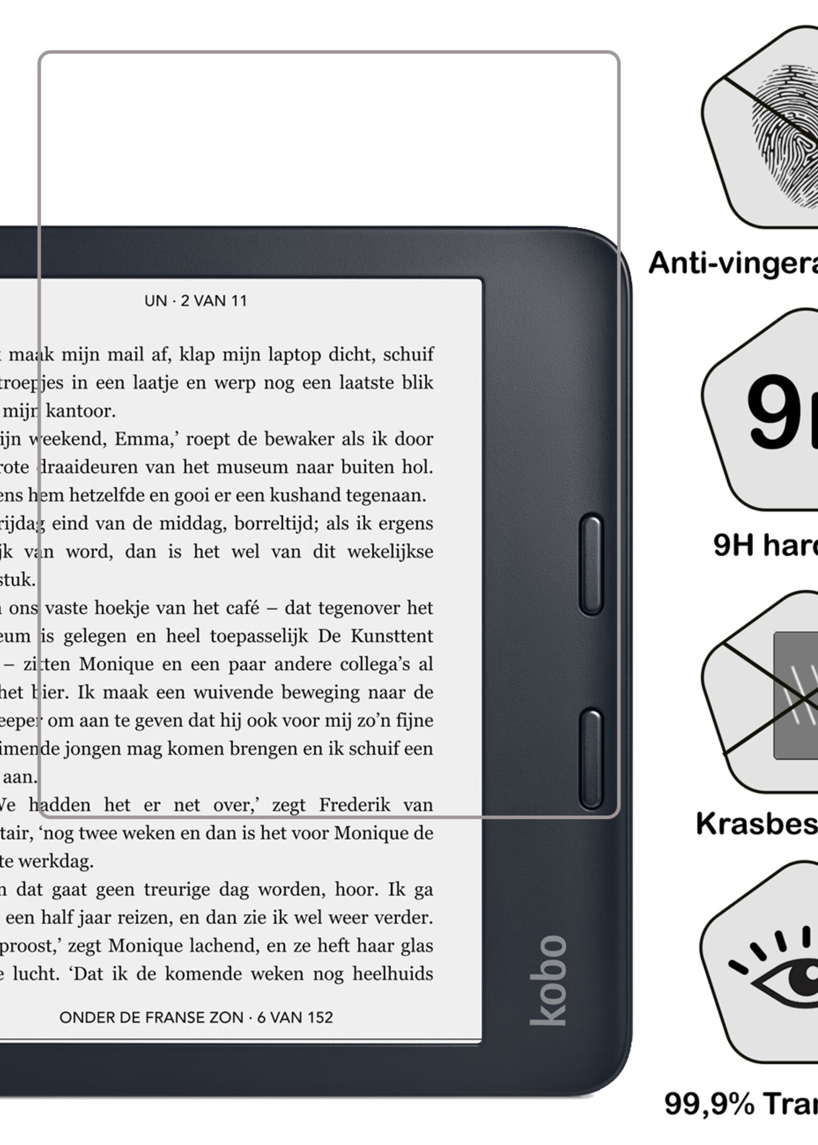 BTH BTH Kobo Libra 2 Hoesje Met Screenprotector - Donkerblauw