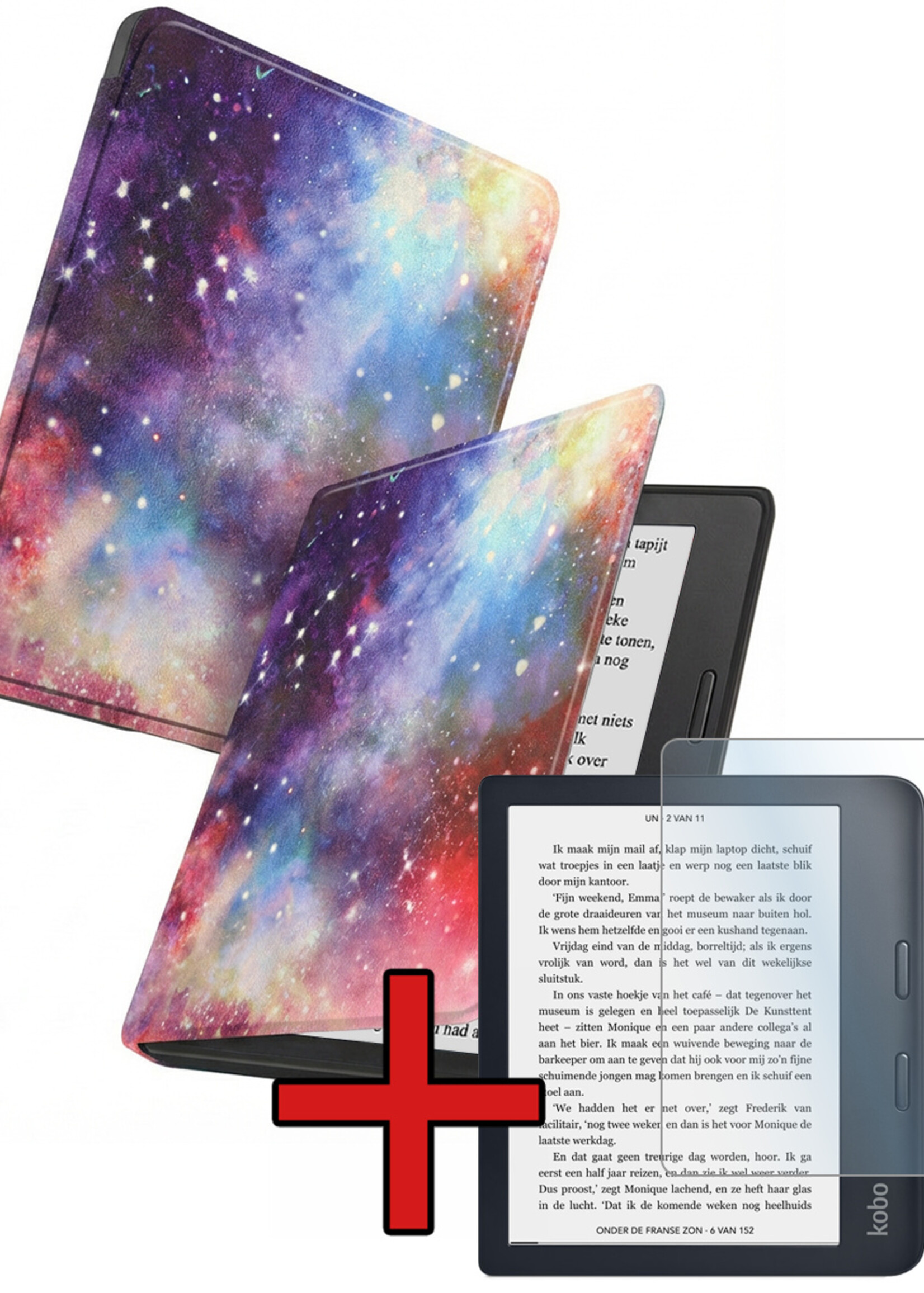 BTH BTH Kobo Libra 2 Hoesje Met Screenprotector - Galaxy