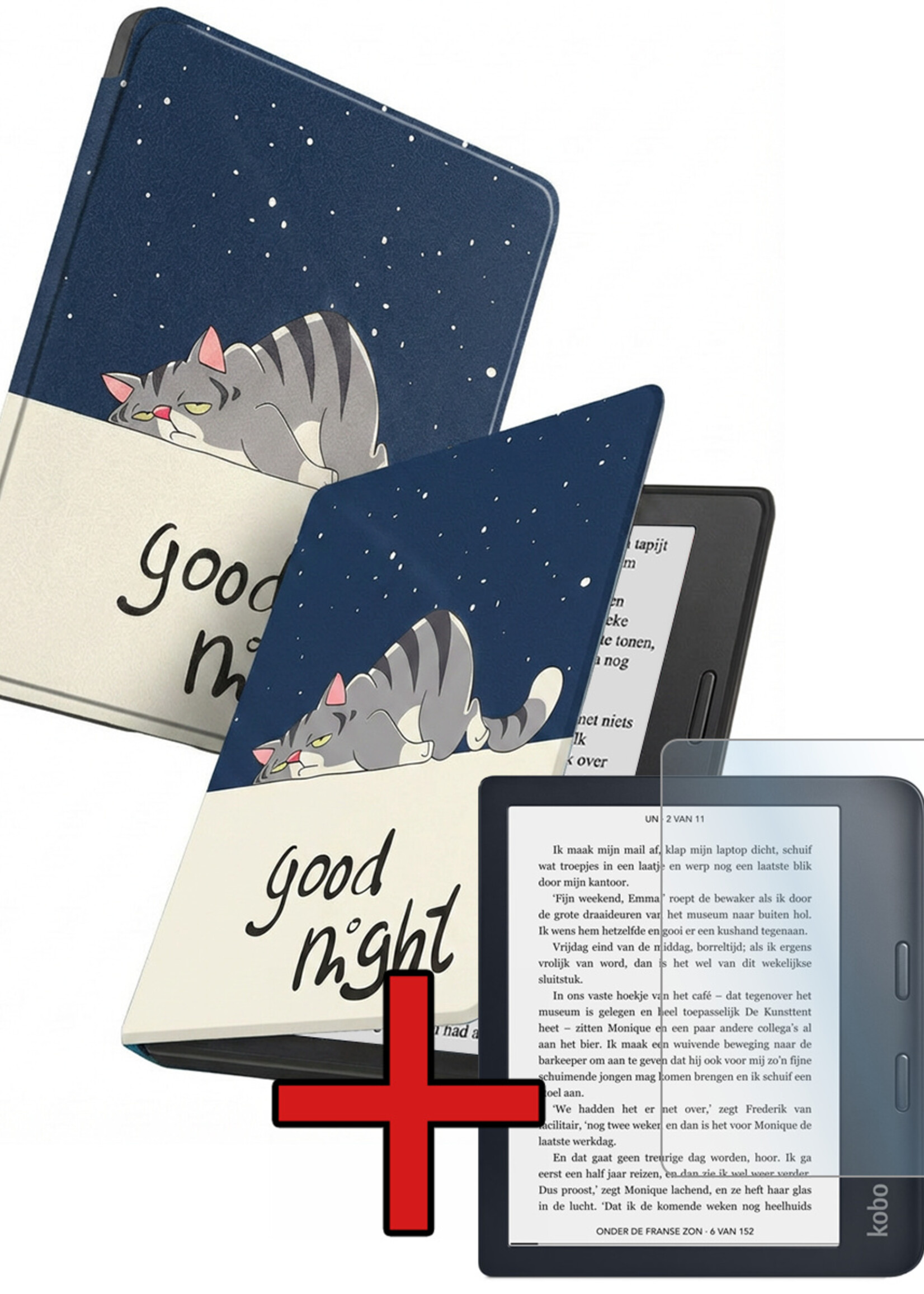 BTH BTH Kobo Libra 2 Hoesje Met Screenprotector - Kat
