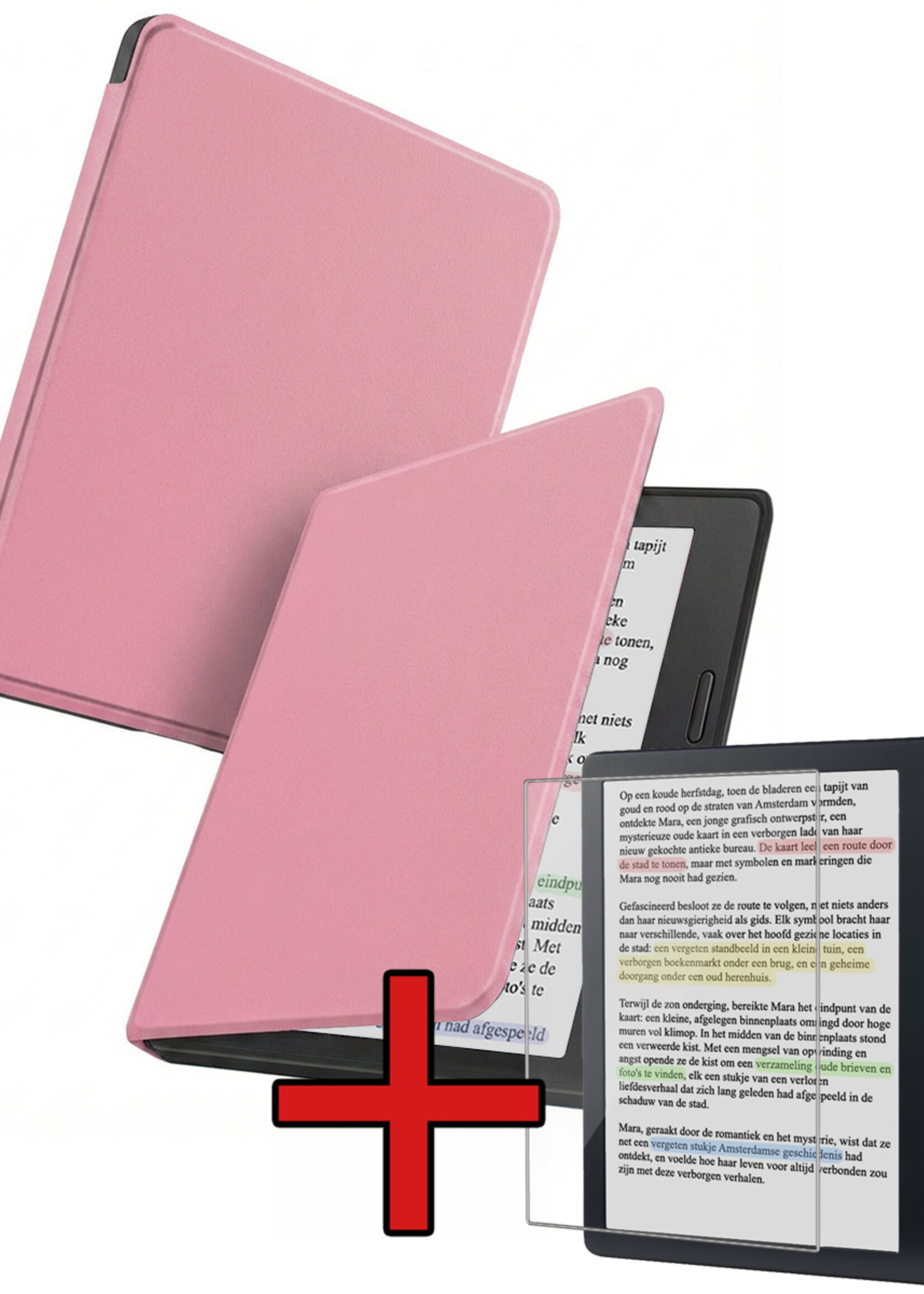 BTH BTH Kobo Libra Colour Hoesje Met Screenprotector - Roze