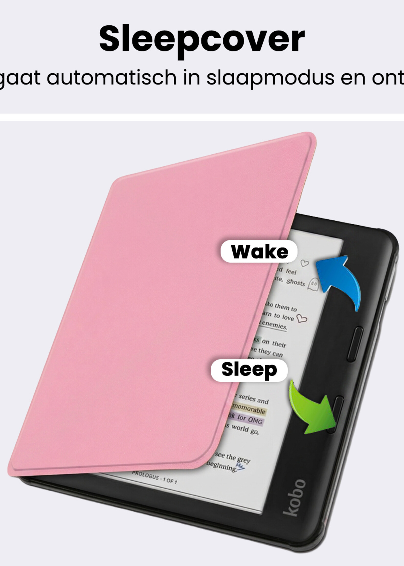 BTH BTH Kobo Libra Colour Hoesje Met Screenprotector - Roze