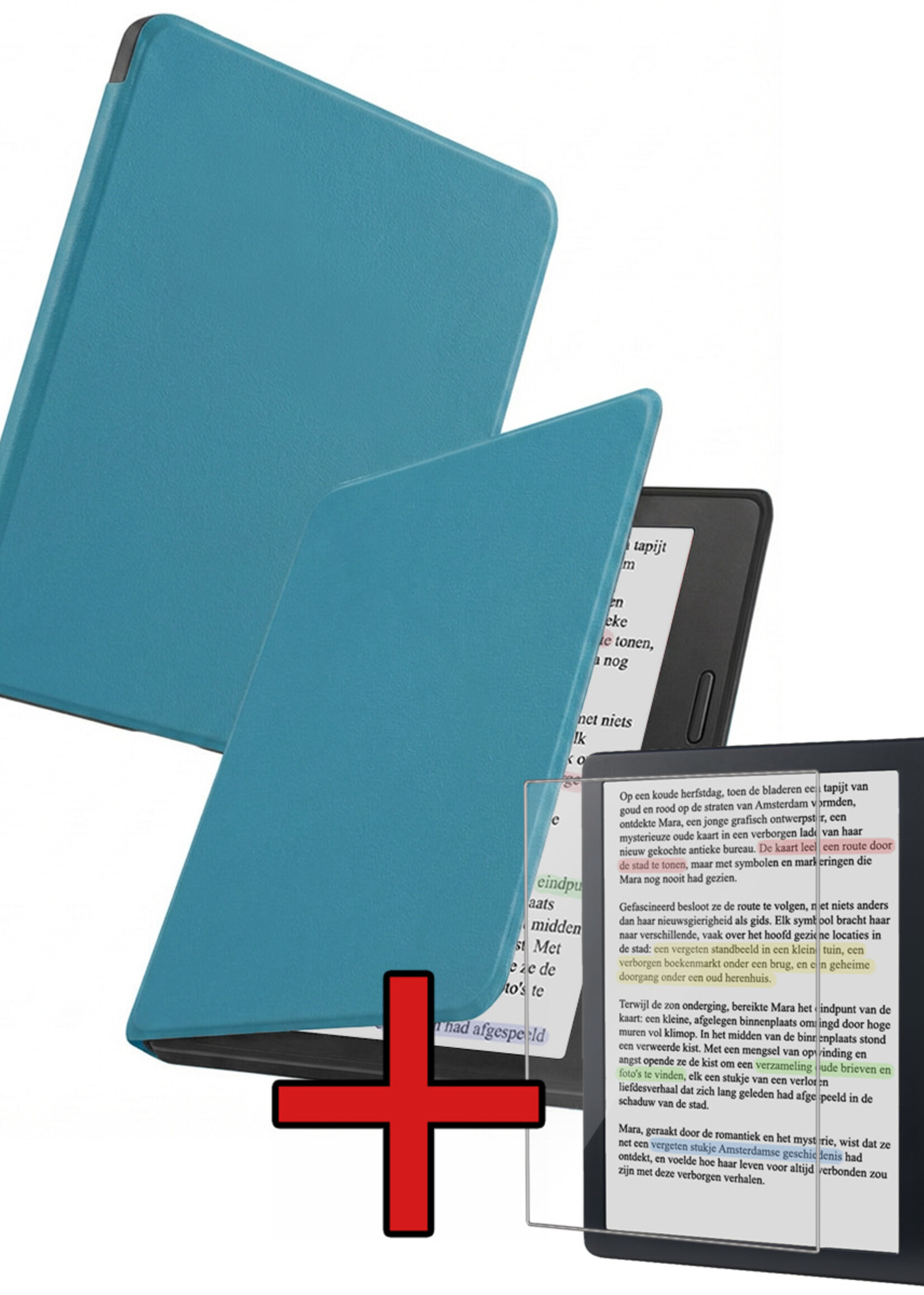 BTH BTH Kobo Libra Colour Hoesje Met Screenprotector - Turquoise