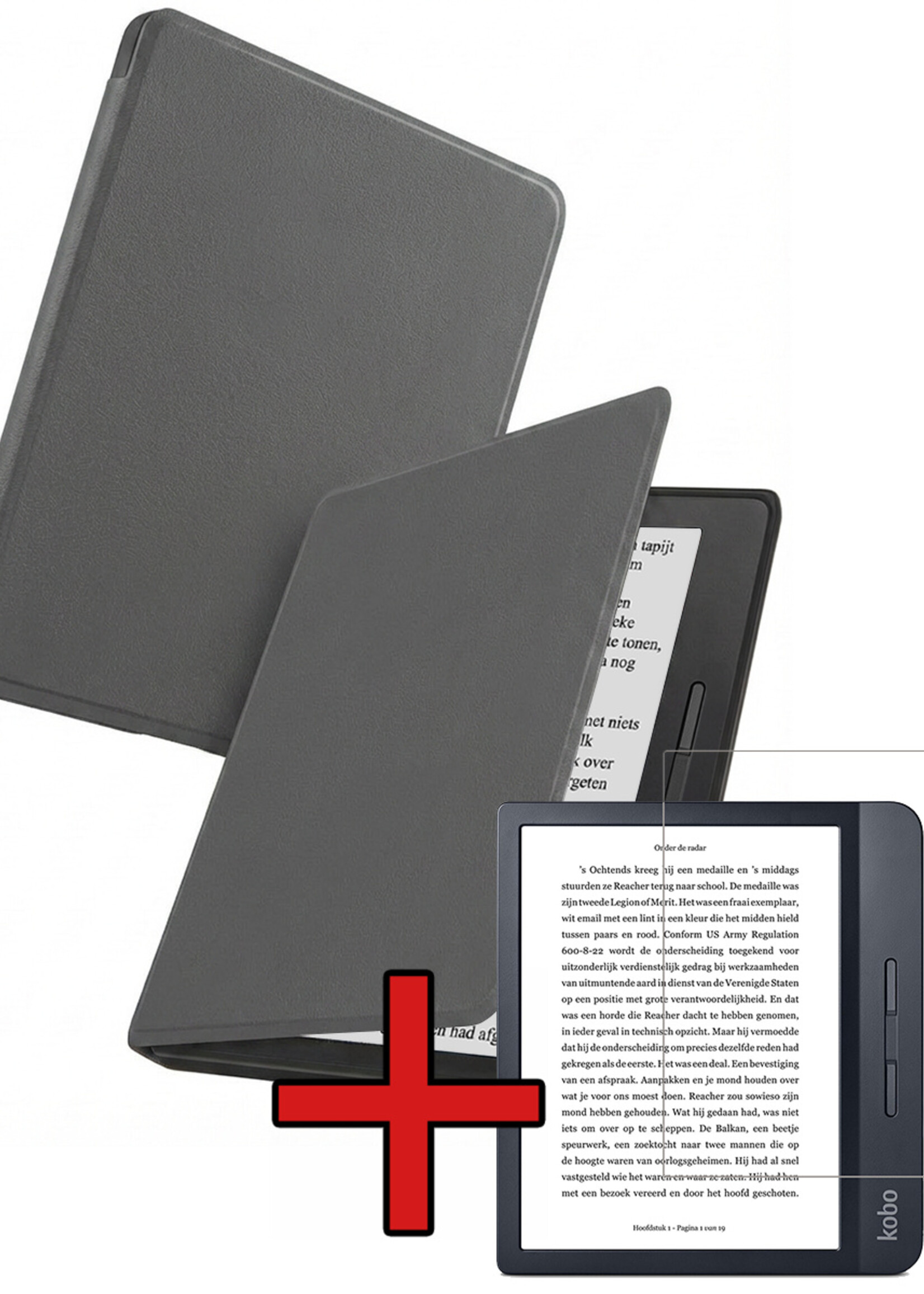 BTH BTH Kobo Libra H2O Hoesje Met Screenprotector - Grijs