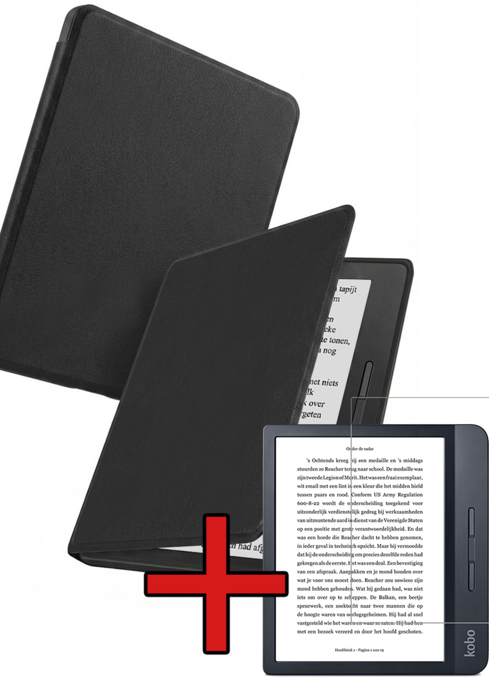 BTH BTH Kobo Libra H2O Hoesje Met Screenprotector - Zwart