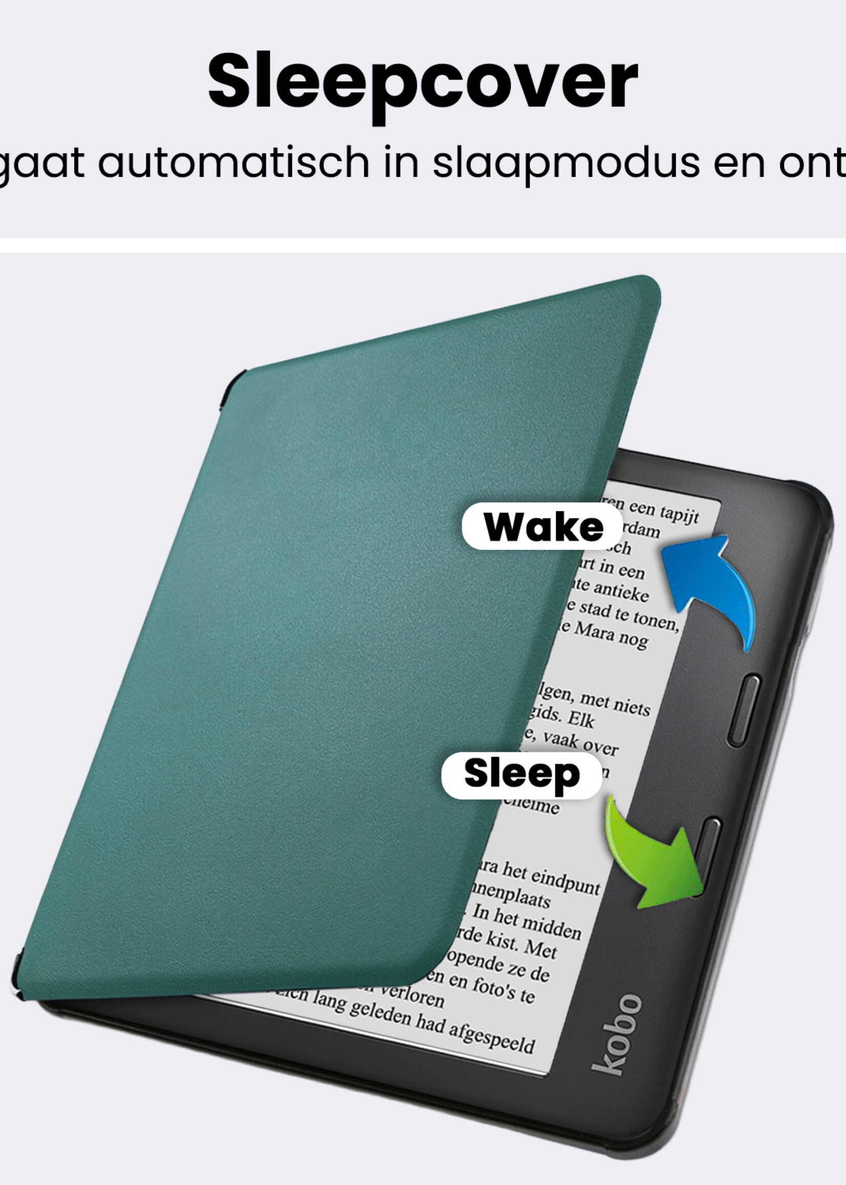 BTH BTH Kobo Sage Hoesje Met Screenprotector - Donkergroen