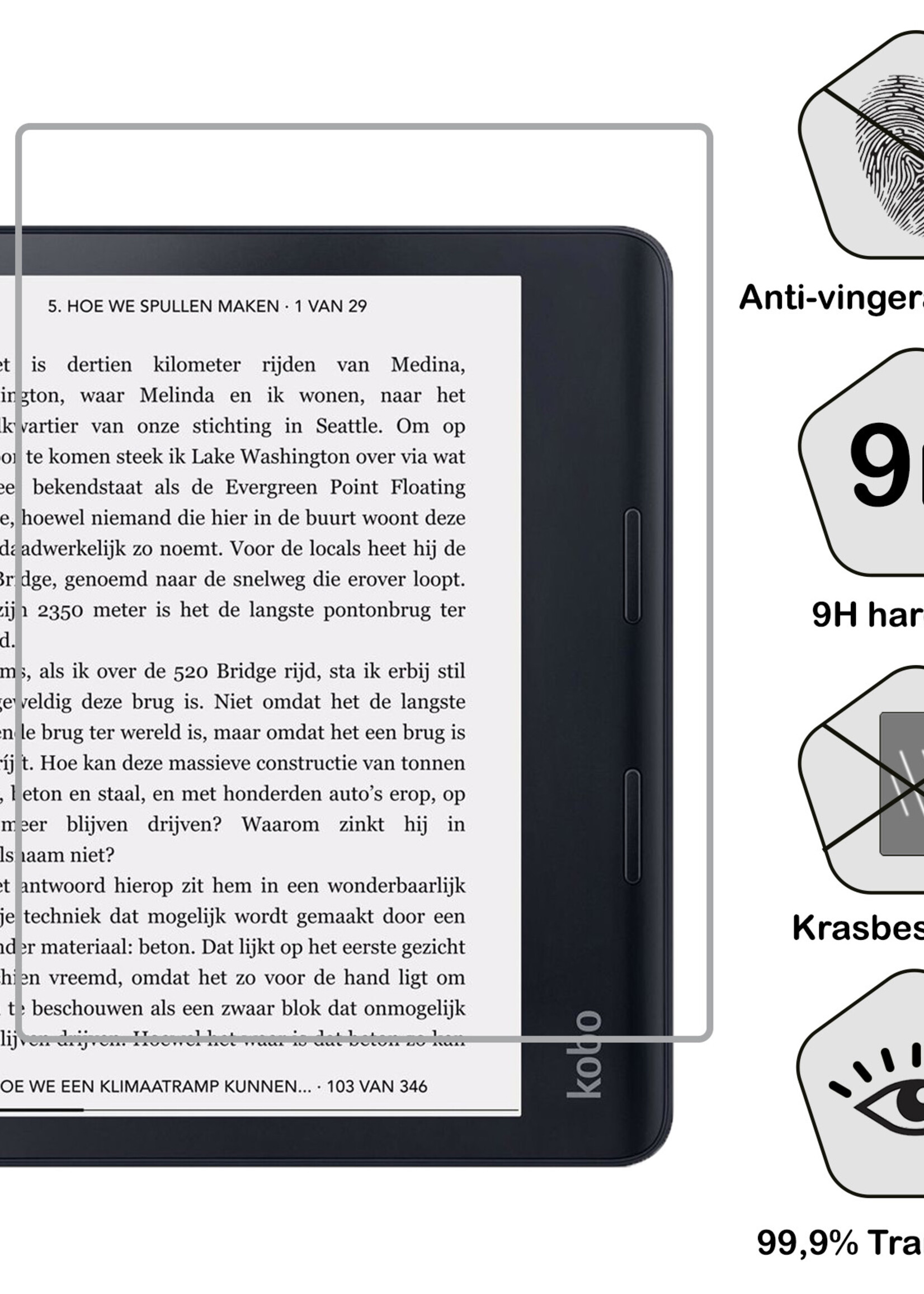 BTH BTH Kobo Sage Hoesje Met Screenprotector - Grijs