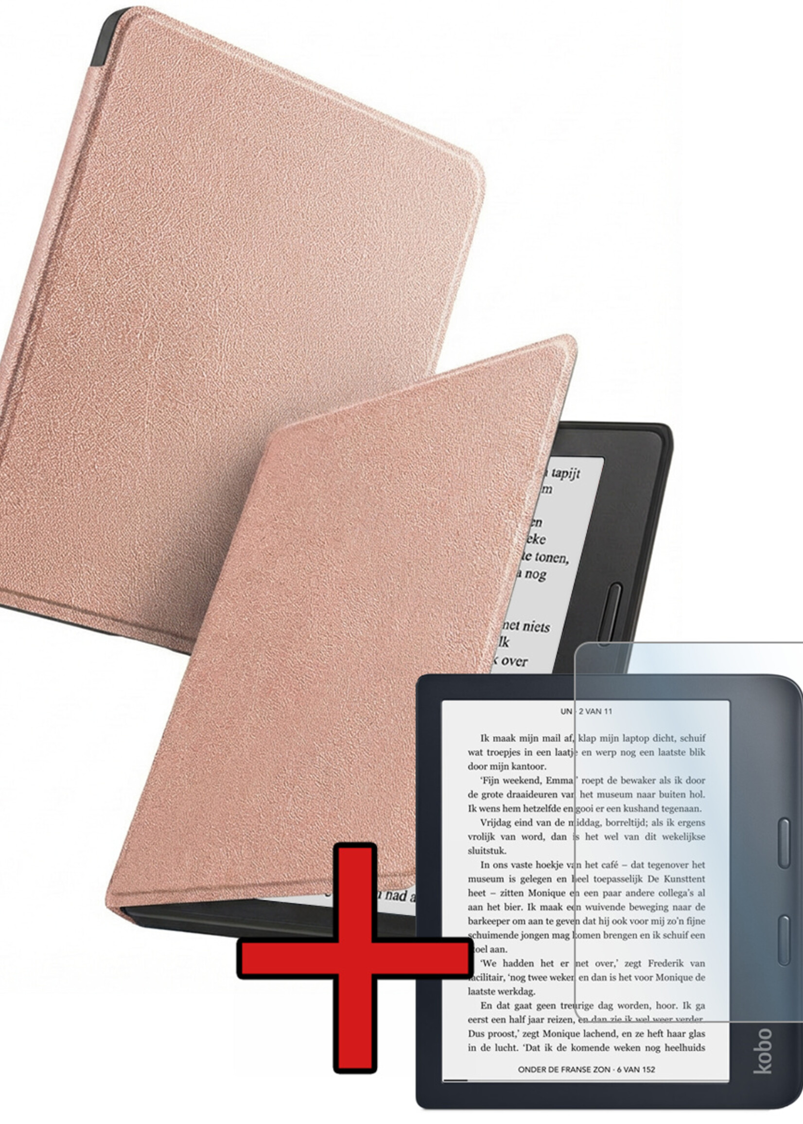 BTH BTH Kobo Sage Hoesje Met Screenprotector - Rose Goud