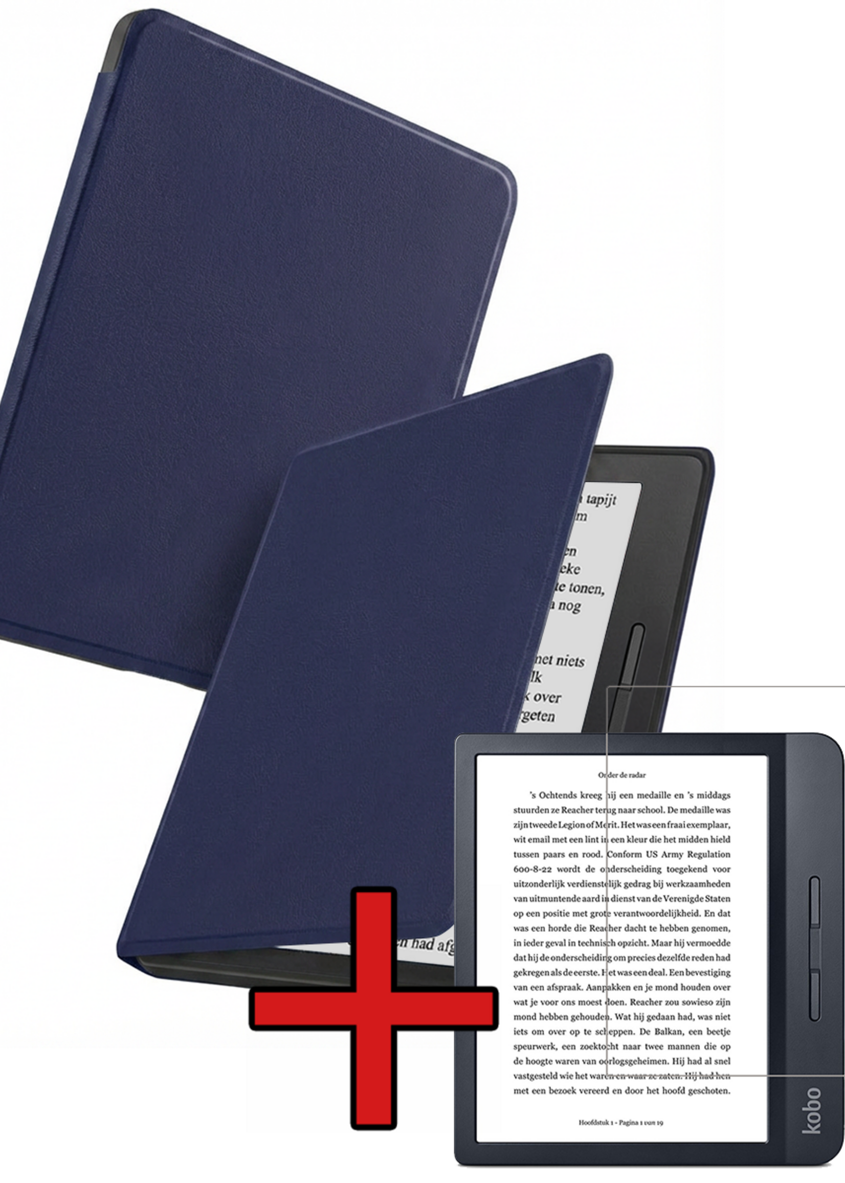 BTH BTH Kobo Libra H2O Hoesje Met Screenprotector - Donkerblauw