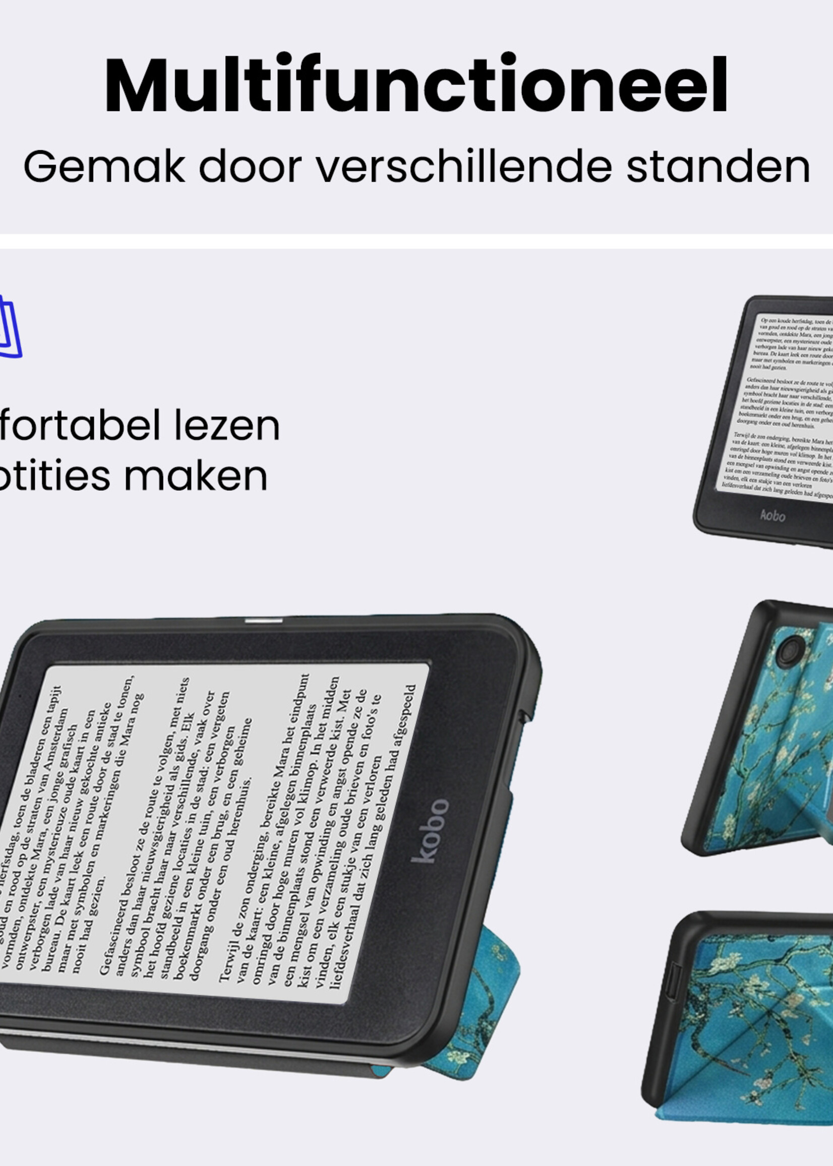 BTH BTH Kobo Clara 2E Hoesje Trifold - Bloesem