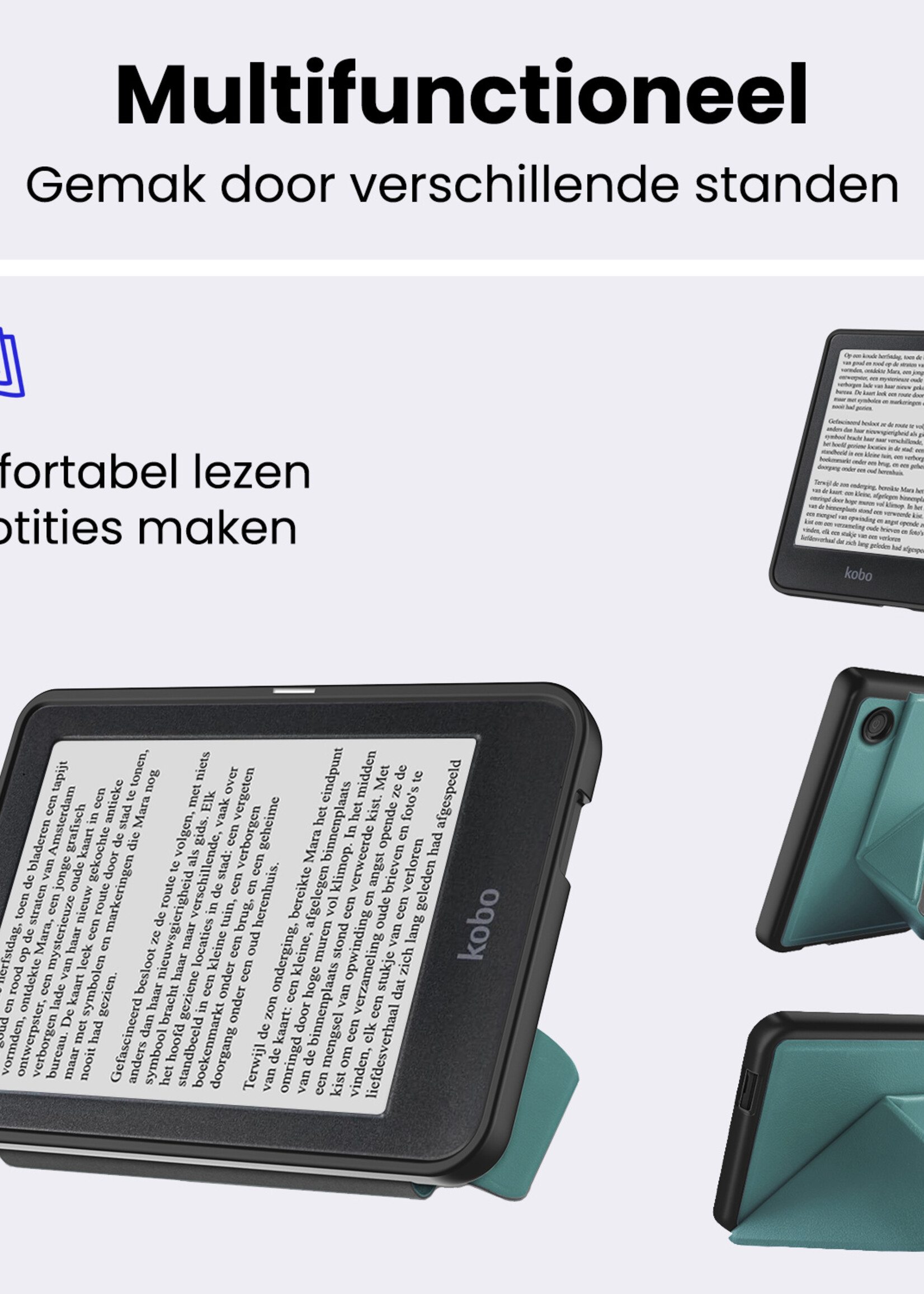 BTH BTH Kobo Clara 2E Hoesje Trifold - Donkergroen