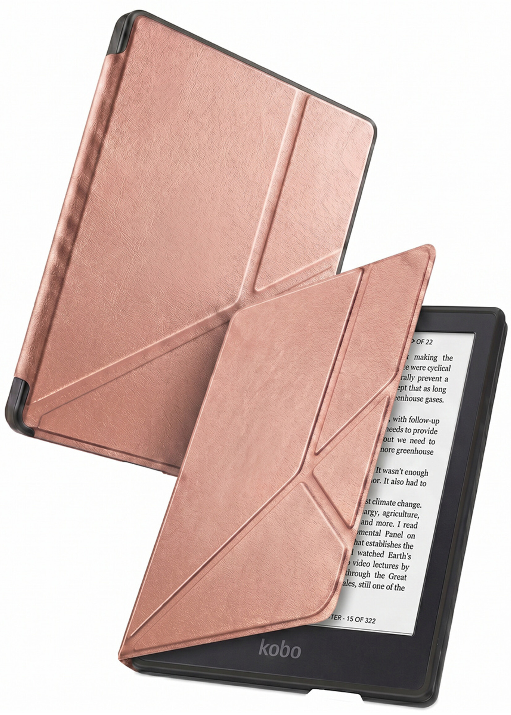 BTH BTH Kobo Clara 2E Hoesje Trifold - Rose Goud
