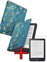 BTH BTH Kobo Clara 2E Hoesje Trifold Met Screenprotector - Bloesem