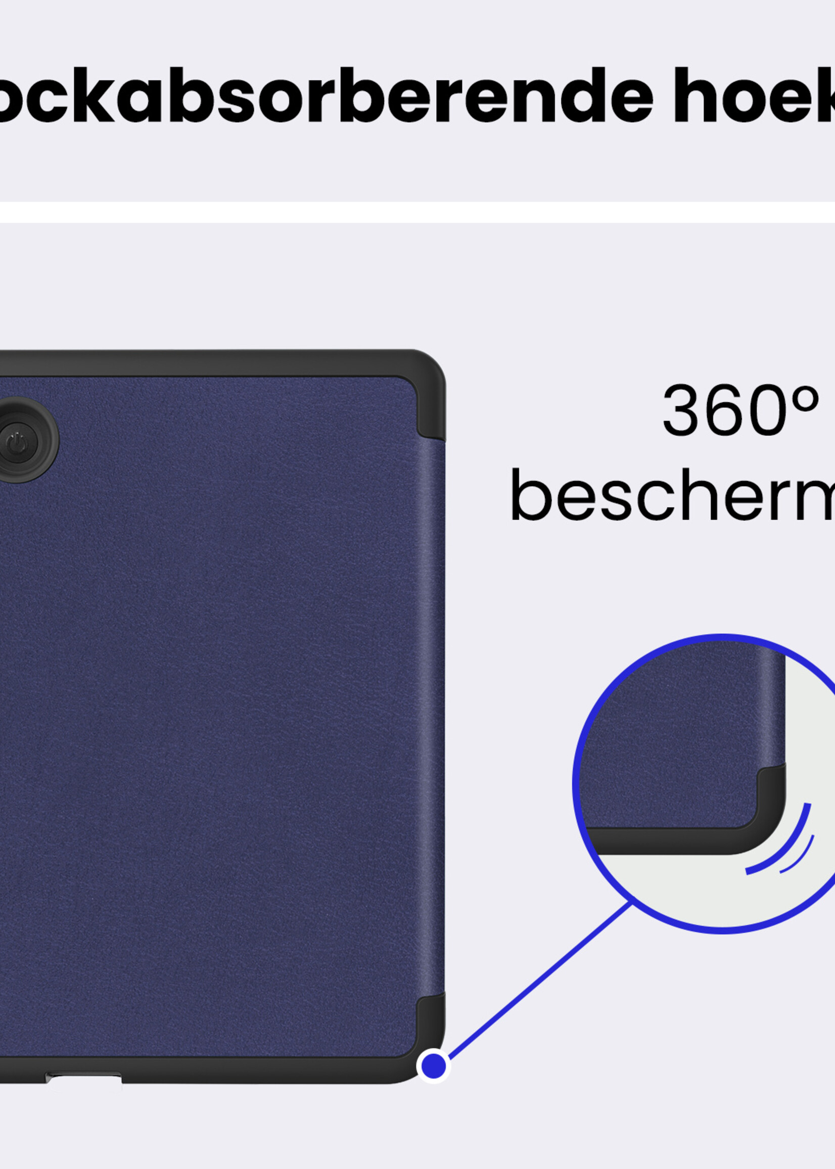 BTH BTH Kobo Clara 2E Hoesje Trifold Met Screenprotector - Donkerblauw