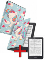 BTH BTH Kobo Clara 2E Hoesje Trifold Met Screenprotector - Eenhoorn