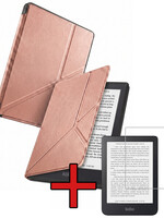 BTH BTH Kobo Clara 2E Hoesje Trifold Met Screenprotector - Rose Goud