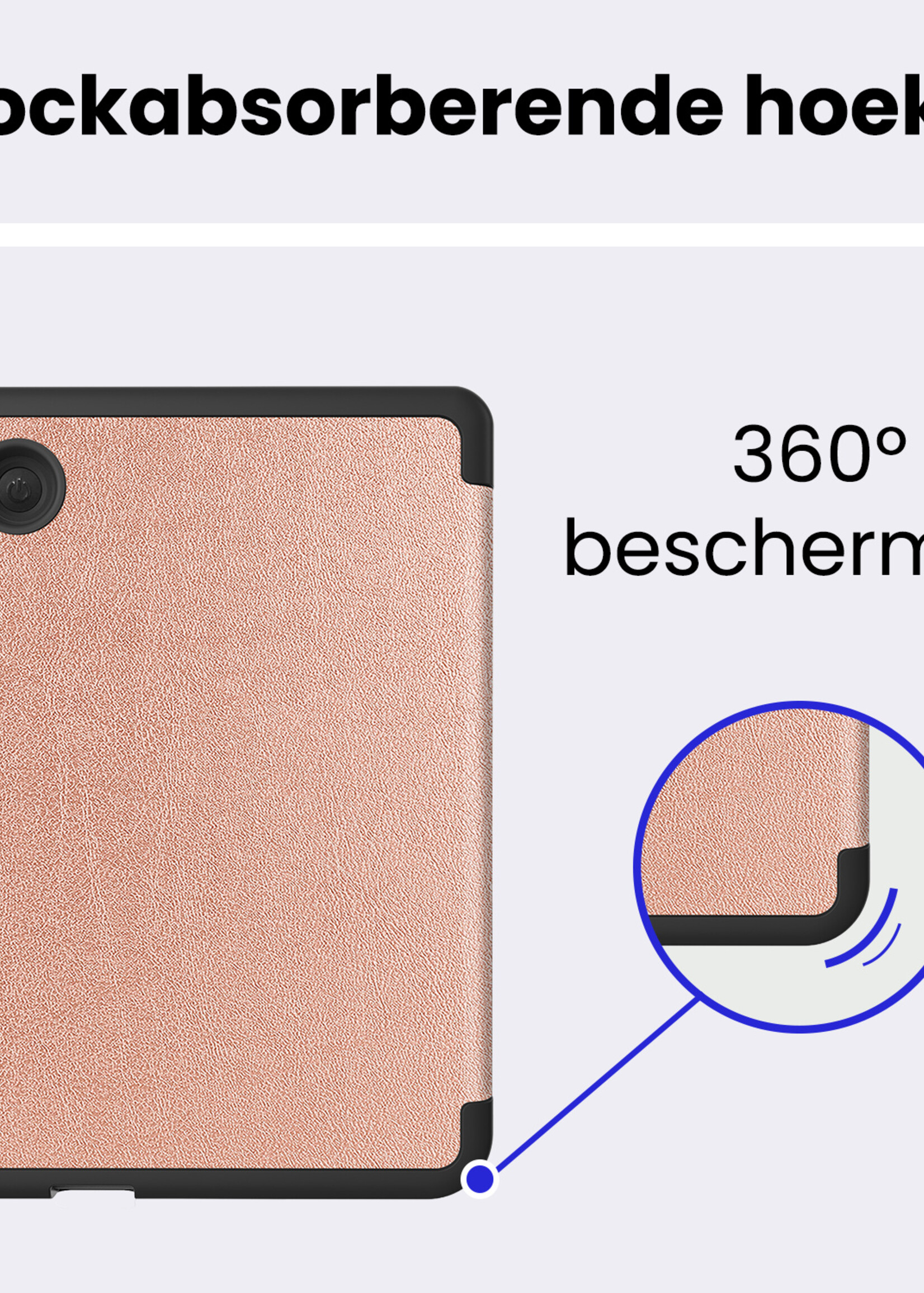 BTH BTH Kobo Clara 2E Hoesje Trifold Met Screenprotector - Rose Goud