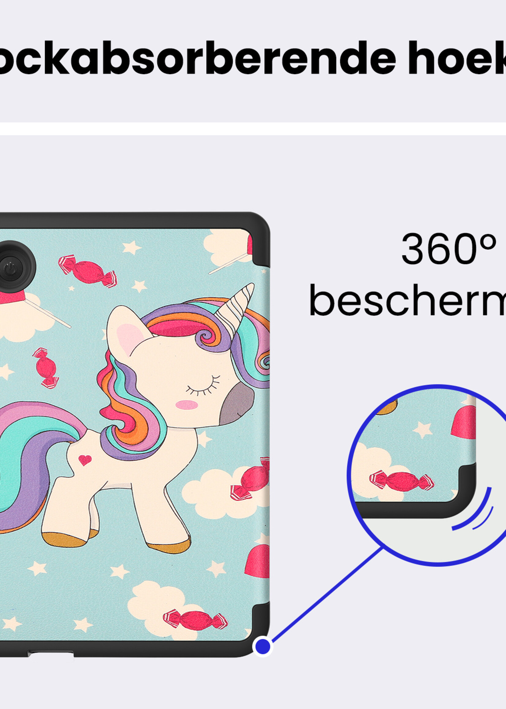 BTH BTH Kobo Clara Colour Hoesje Trifold - Eenhoorn
