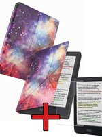 BTH BTH Kobo Clara Colour Hoesje Trifold Met Screenprotector - Galaxy