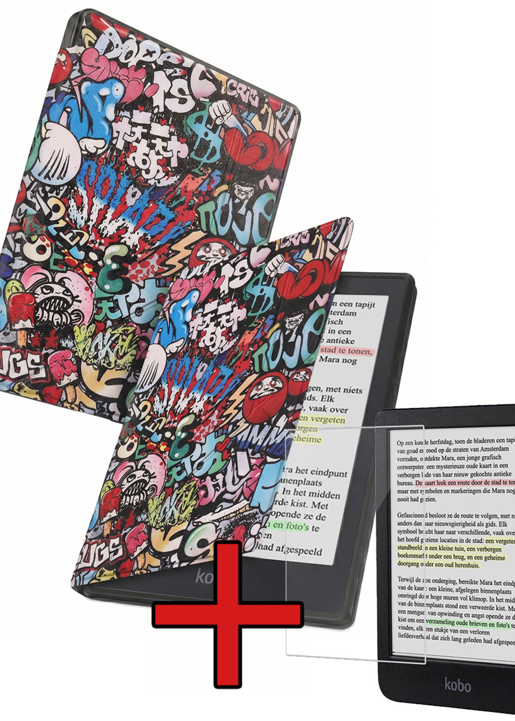 BTH BTH Kobo Clara Colour Hoesje Trifold Met Screenprotector - Graffity
