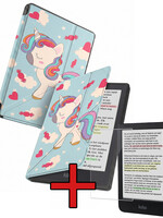 BTH BTH Kobo Clara BW Hoesje Trifold Met Screenprotector - Eenhoorn