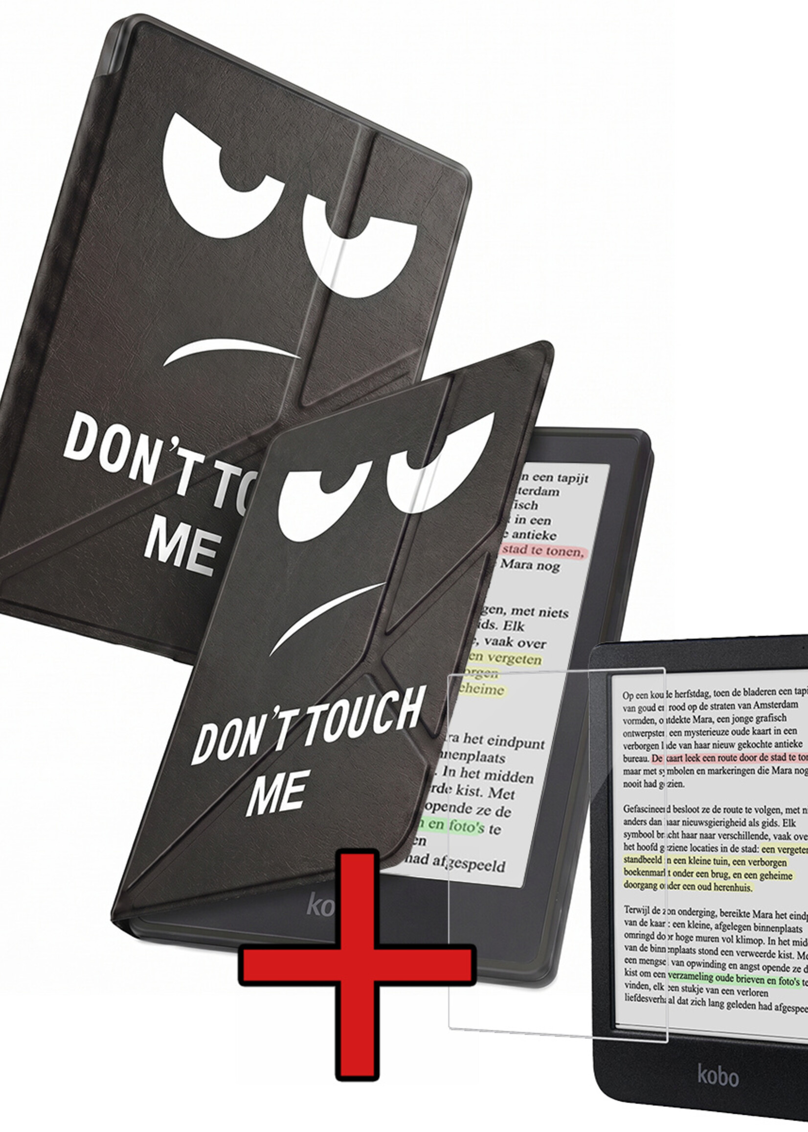 BTH BTH Kobo Clara BW Hoesje Trifold Met Screenprotector - Don't Touch Me