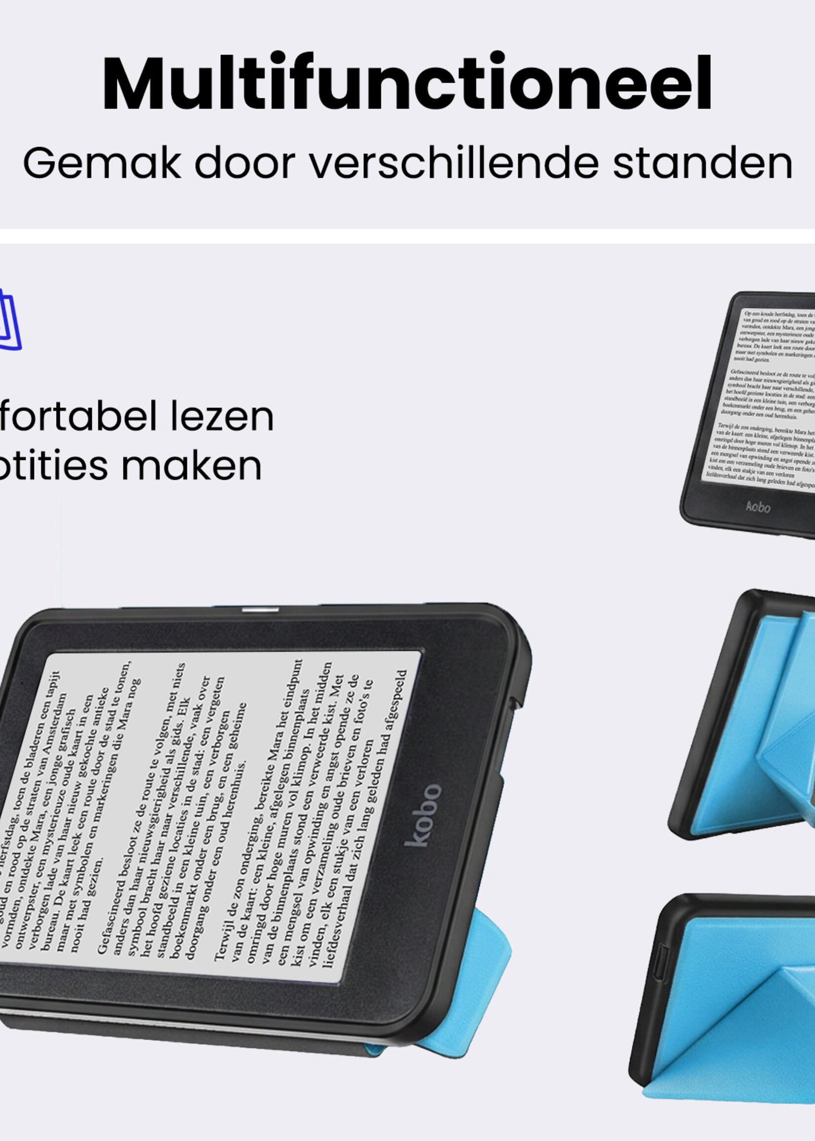 BTH BTH Kobo Clara HD Hoesje Trifold - Lichtblauw