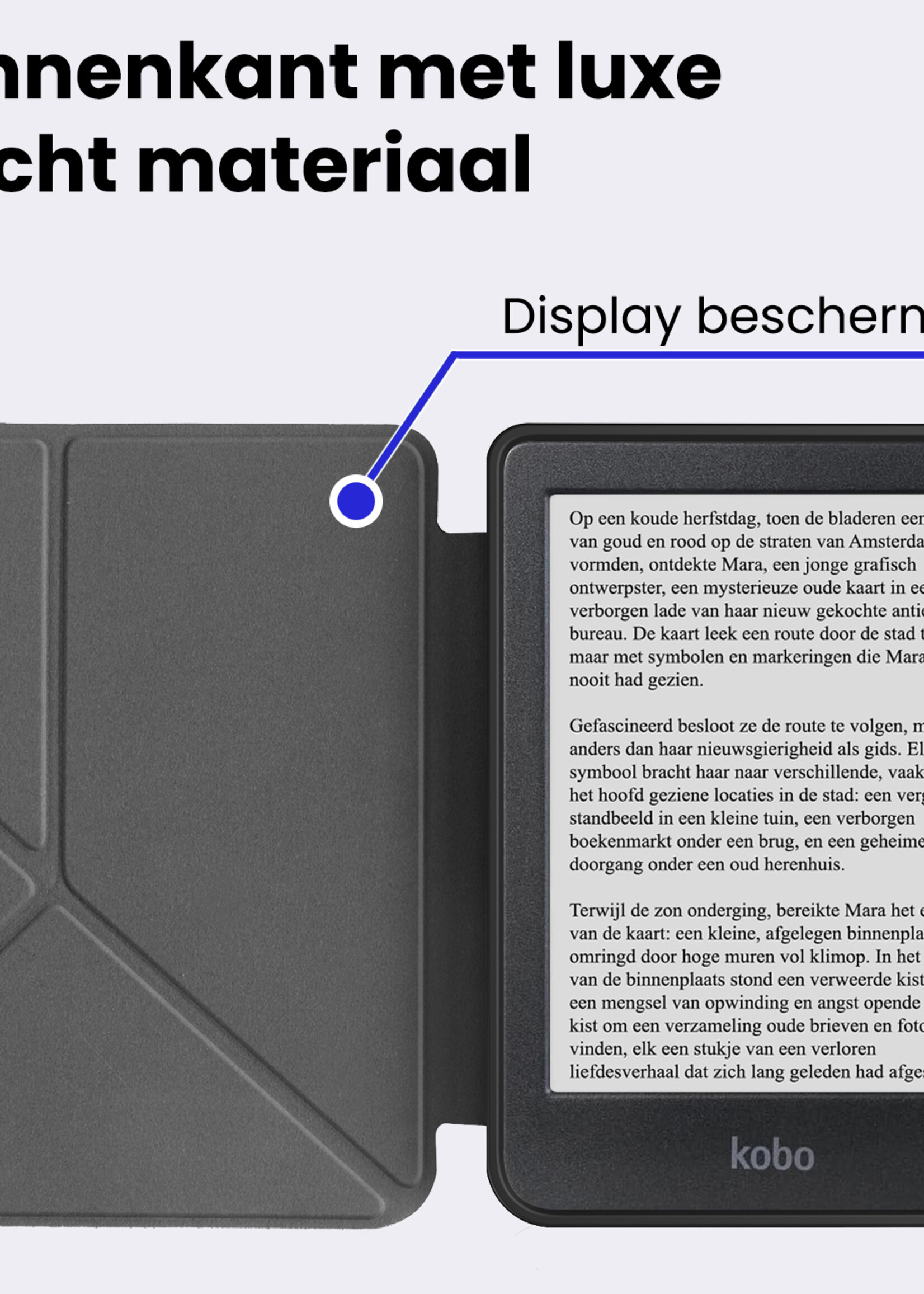 BTH BTH Kobo Clara HD Hoesje Trifold - Lichtblauw