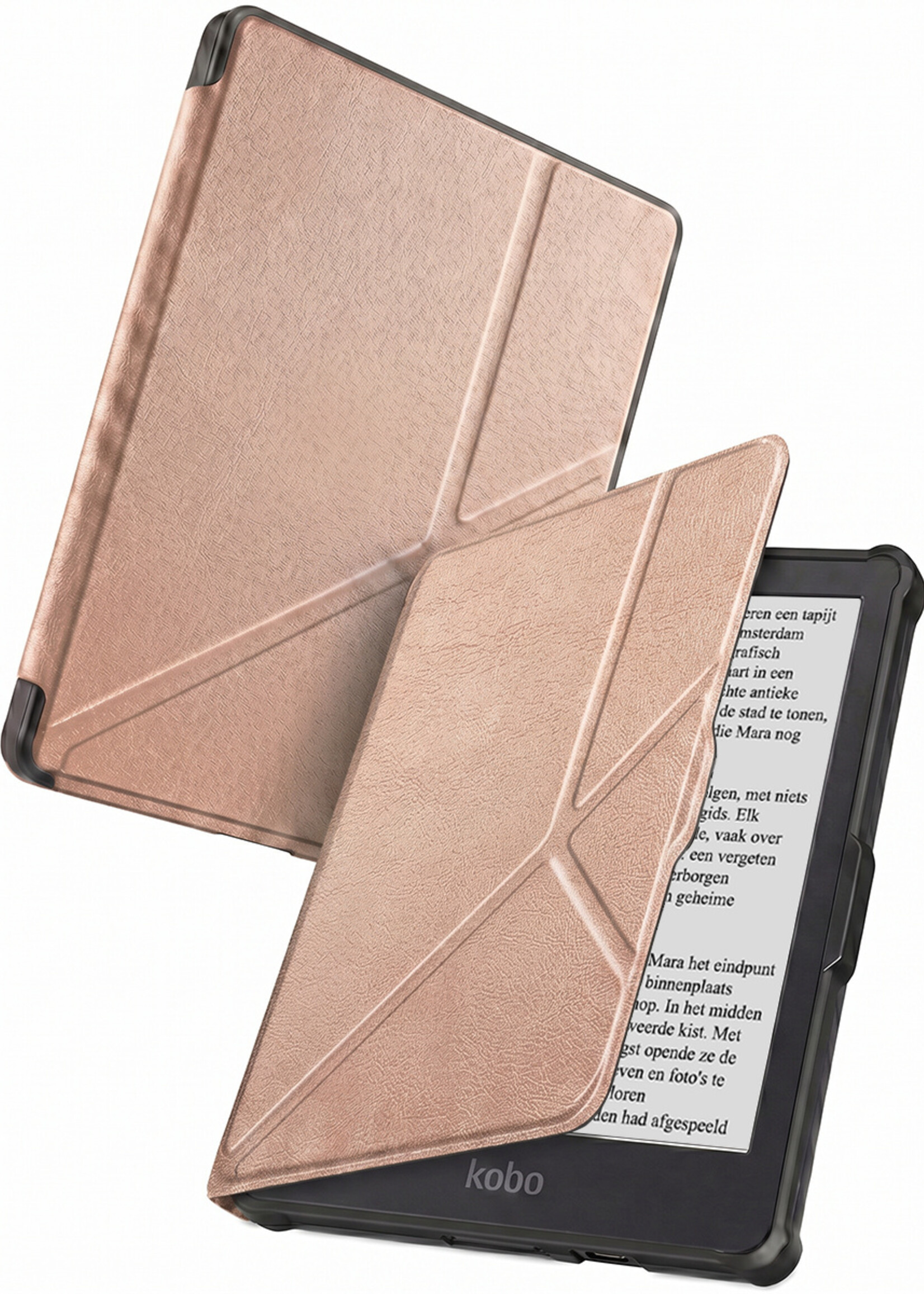 BTH BTH Kobo Clara HD Hoesje Trifold - Rosé Goud