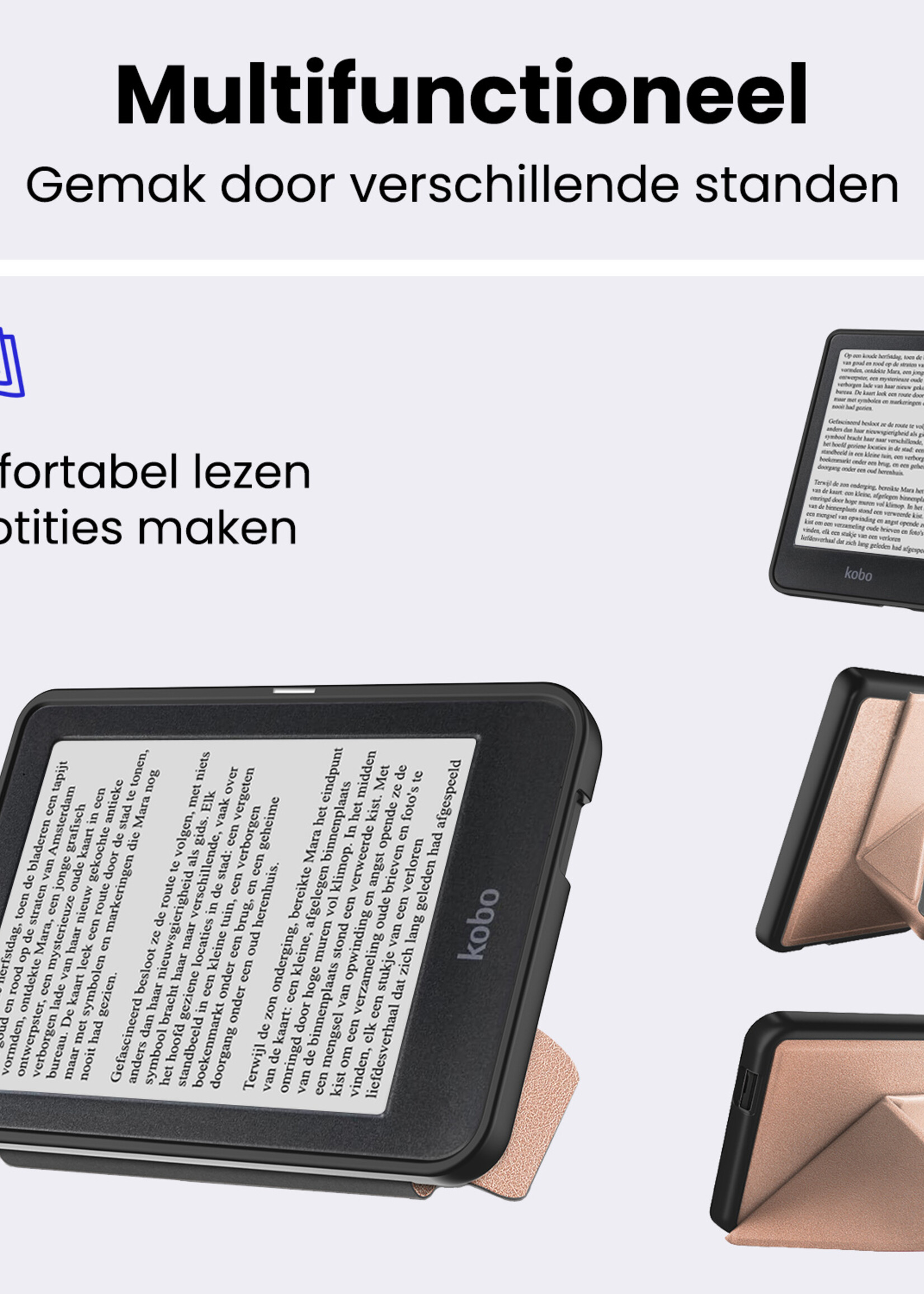 BTH BTH Kobo Clara HD Hoesje Trifold - Rosé Goud