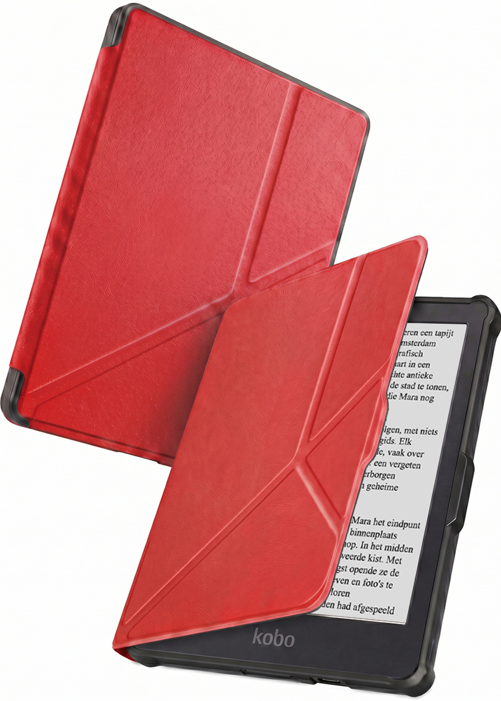BTH BTH Kobo Clara HD Hoesje Trifold - Rood