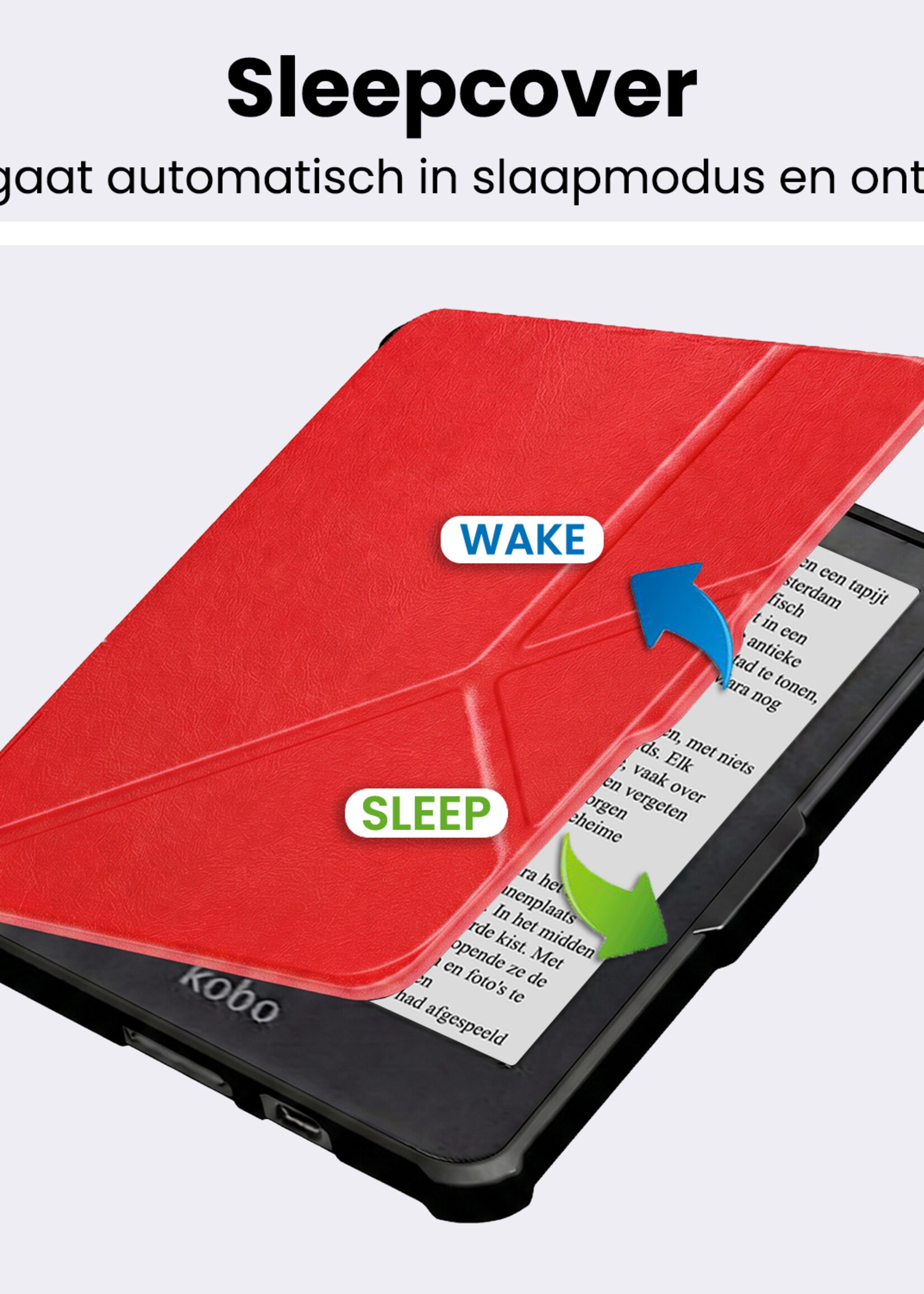 BTH BTH Kobo Clara HD Hoesje Trifold - Rood