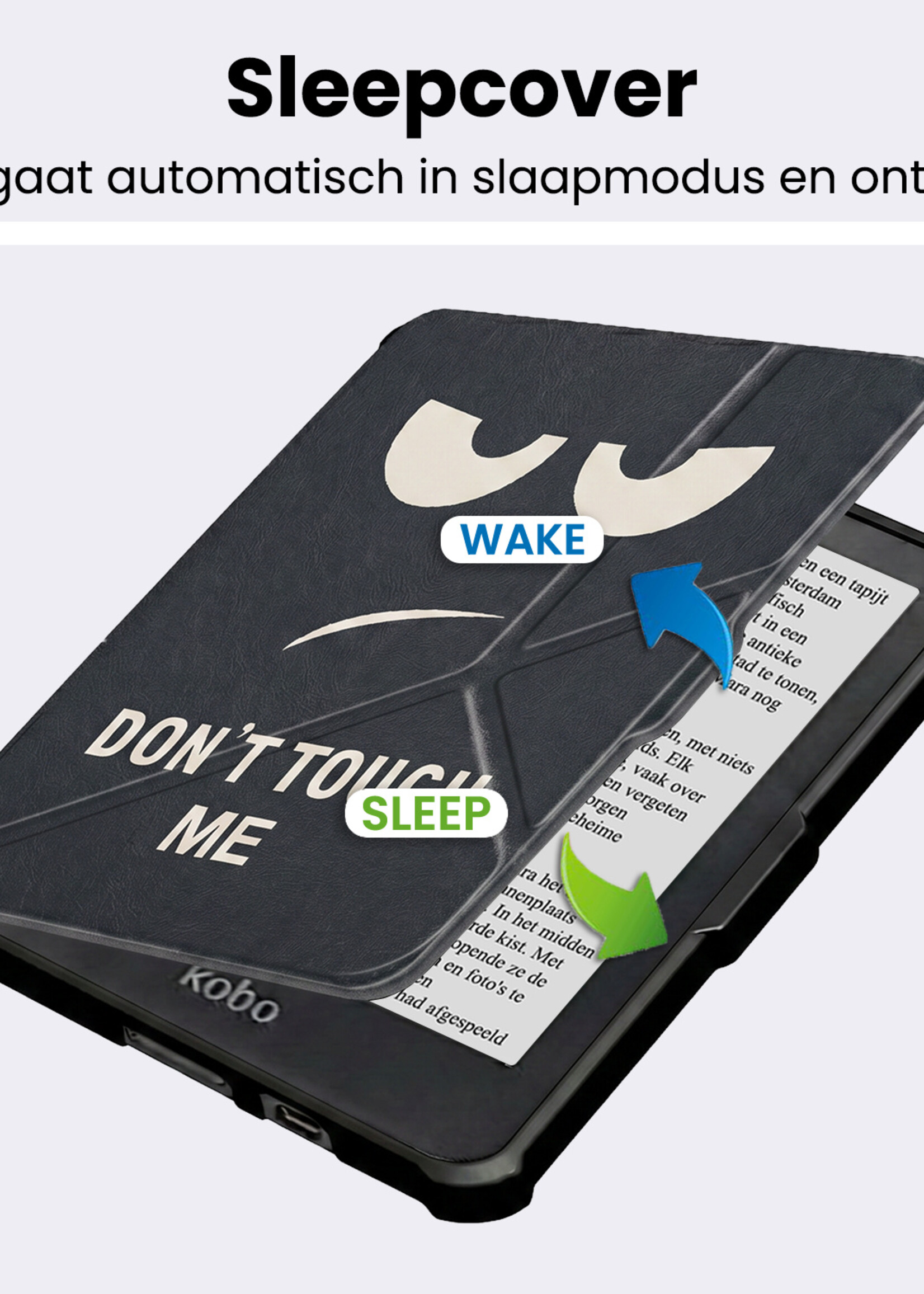 BTH BTH Kobo Clara HD Hoesje Trifold - Don't Touch Me