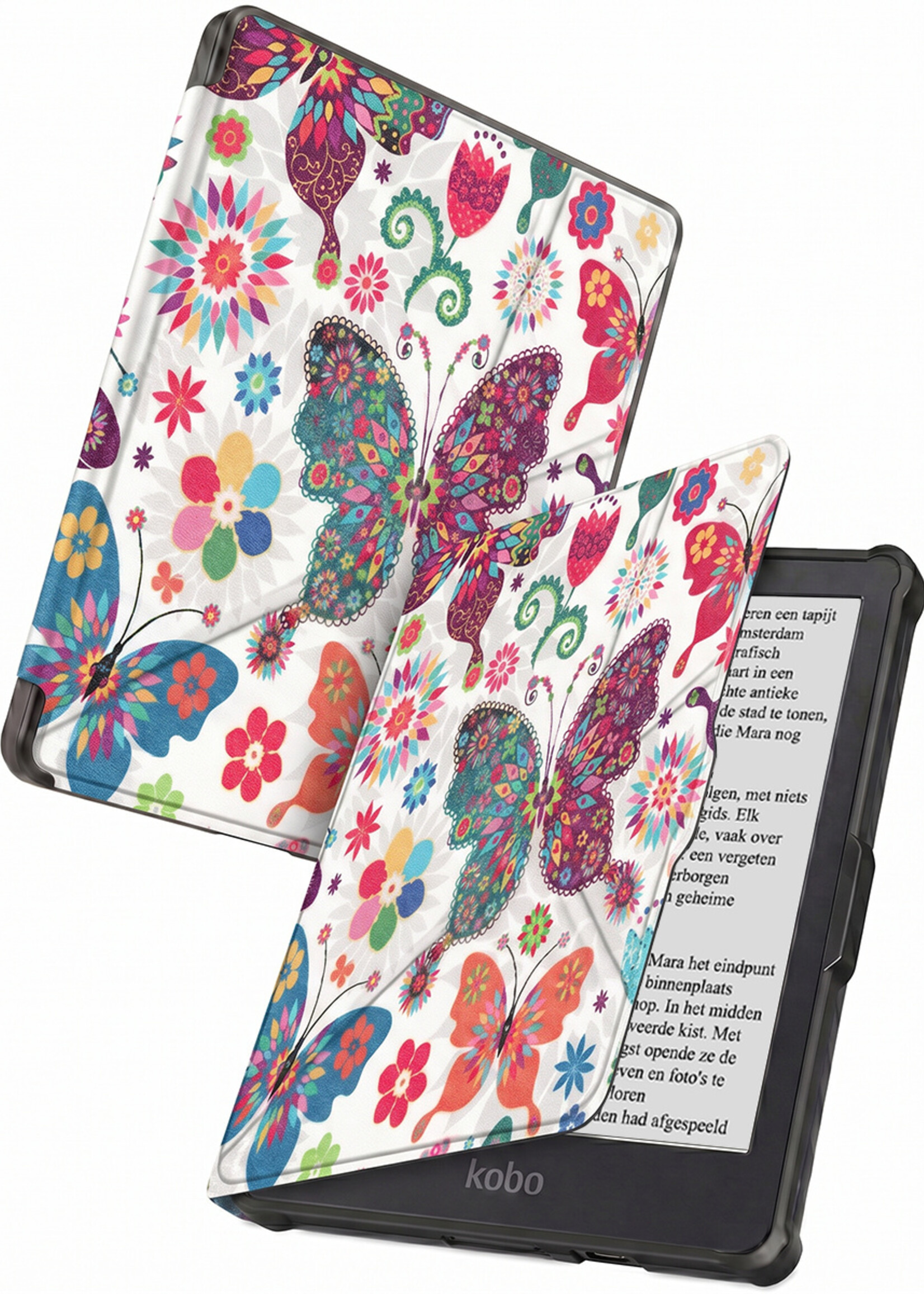 BTH BTH Kobo Clara HD Hoesje Trifold - Vlinders