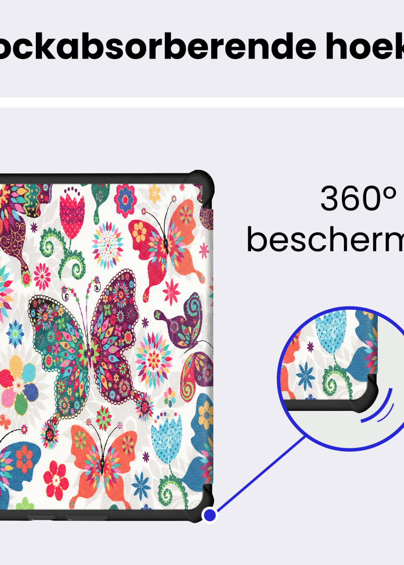 BTH BTH Kobo Clara HD Hoesje Trifold - Vlinders