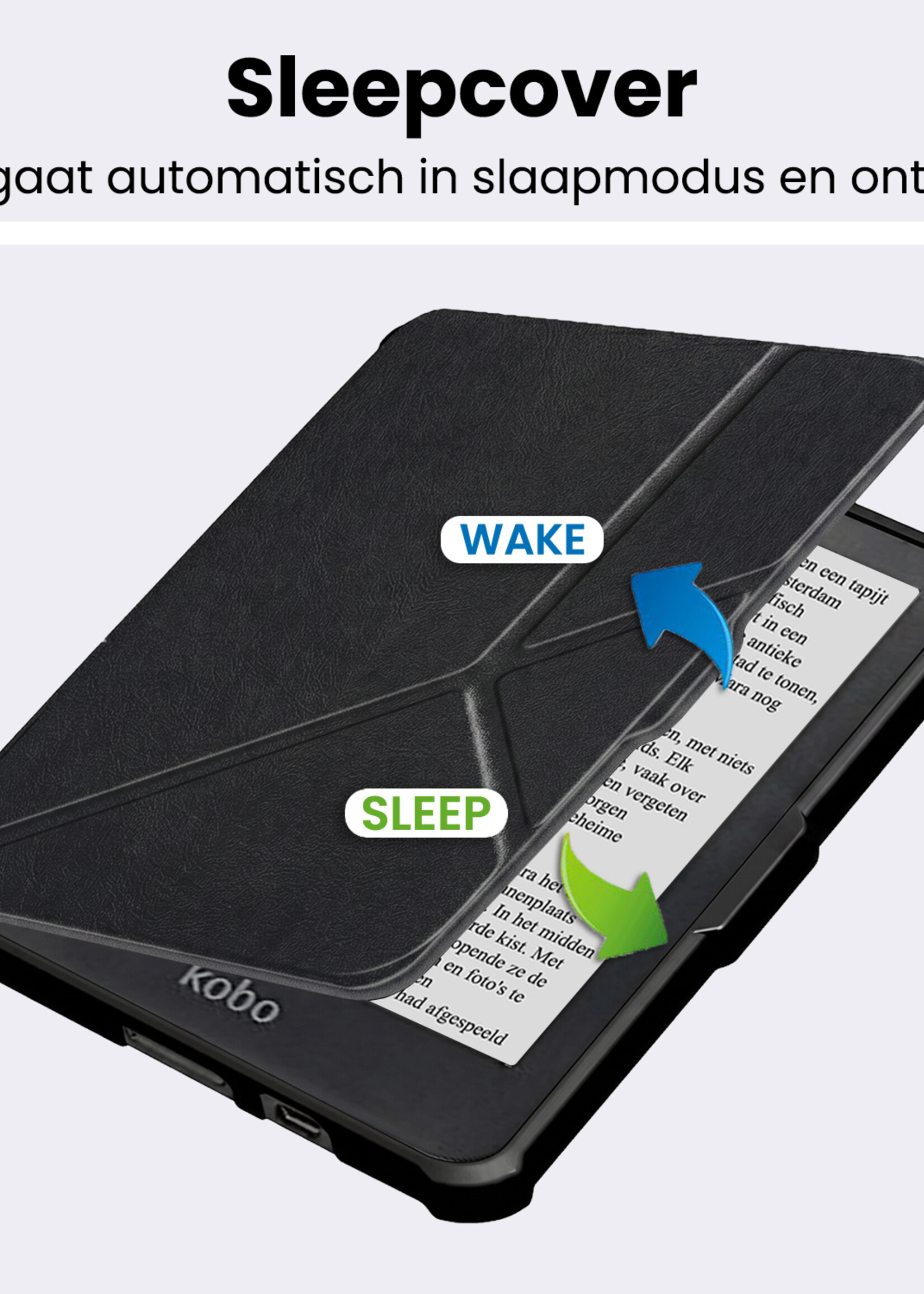 BTH BTH Kobo Clara HD Hoesje Trifold - Zwart