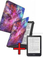 BTH BTH Kobo Clara HD Hoesje Trifold Met Screenprotector - Galaxy