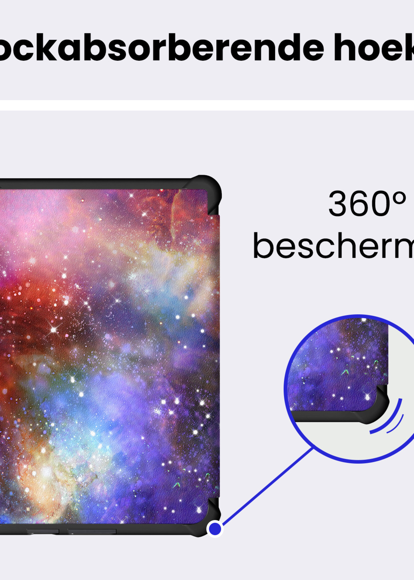 BTH BTH Kobo Clara HD Hoesje Trifold Met Screenprotector - Galaxy