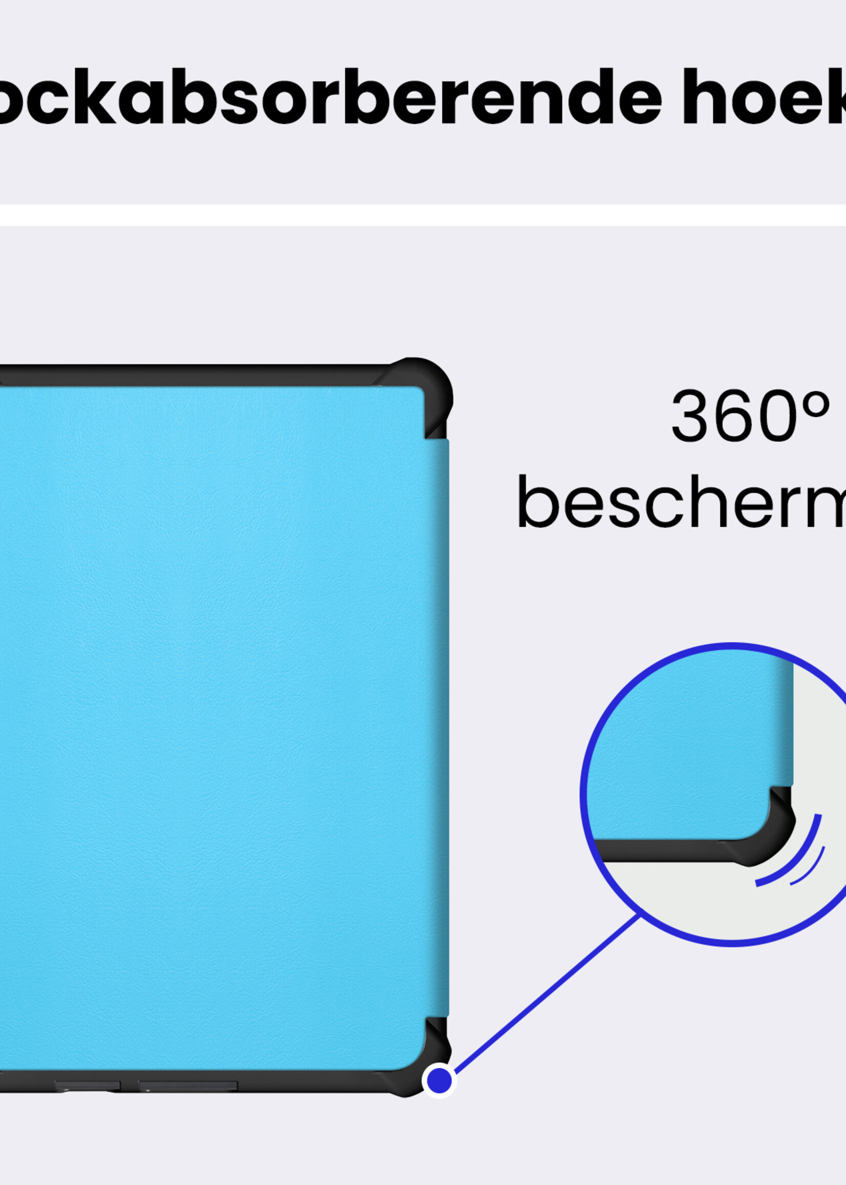 BTH BTH Kobo Clara HD Hoesje Trifold Met Screenprotector - Licht Blauw