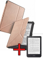 BTH BTH Kobo Clara HD Hoesje Trifold Met Screenprotector - Rose Goud