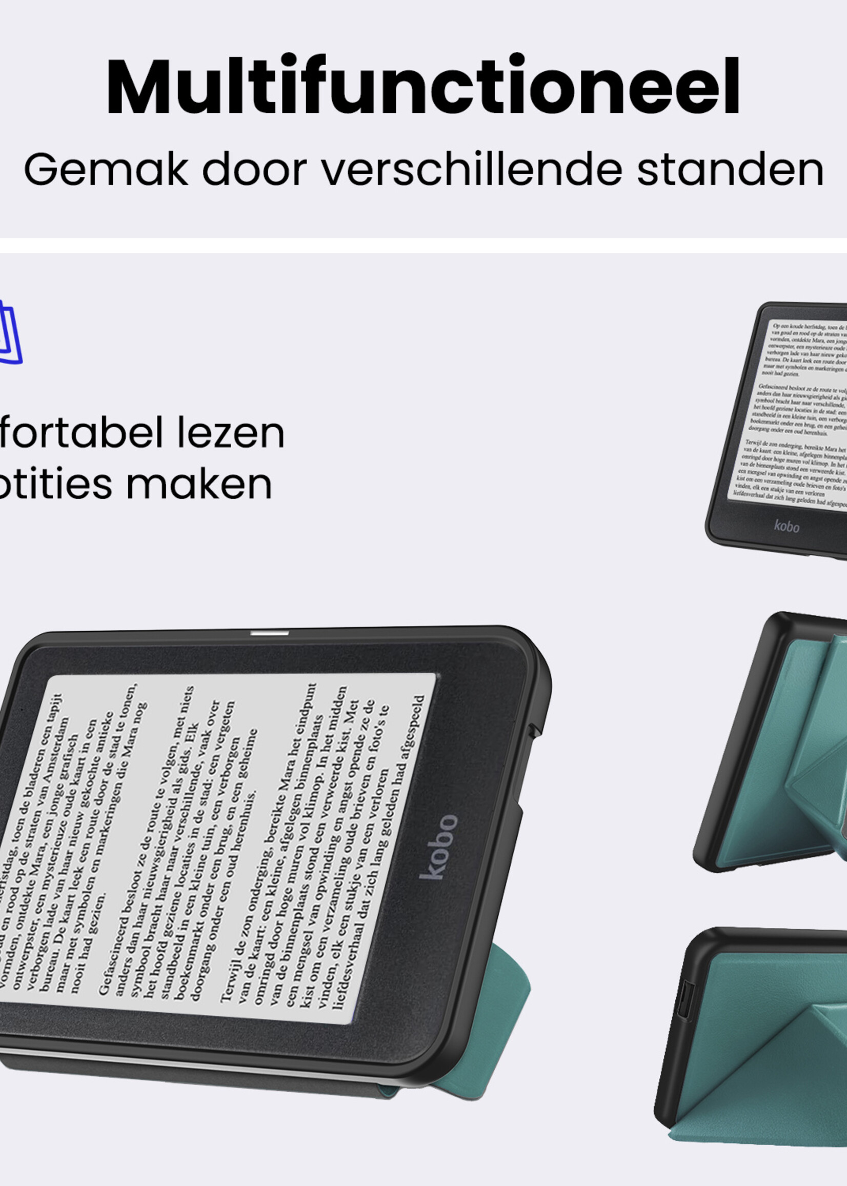BTH BTH Kobo Nia Hoesje Trifold - Donkergroen