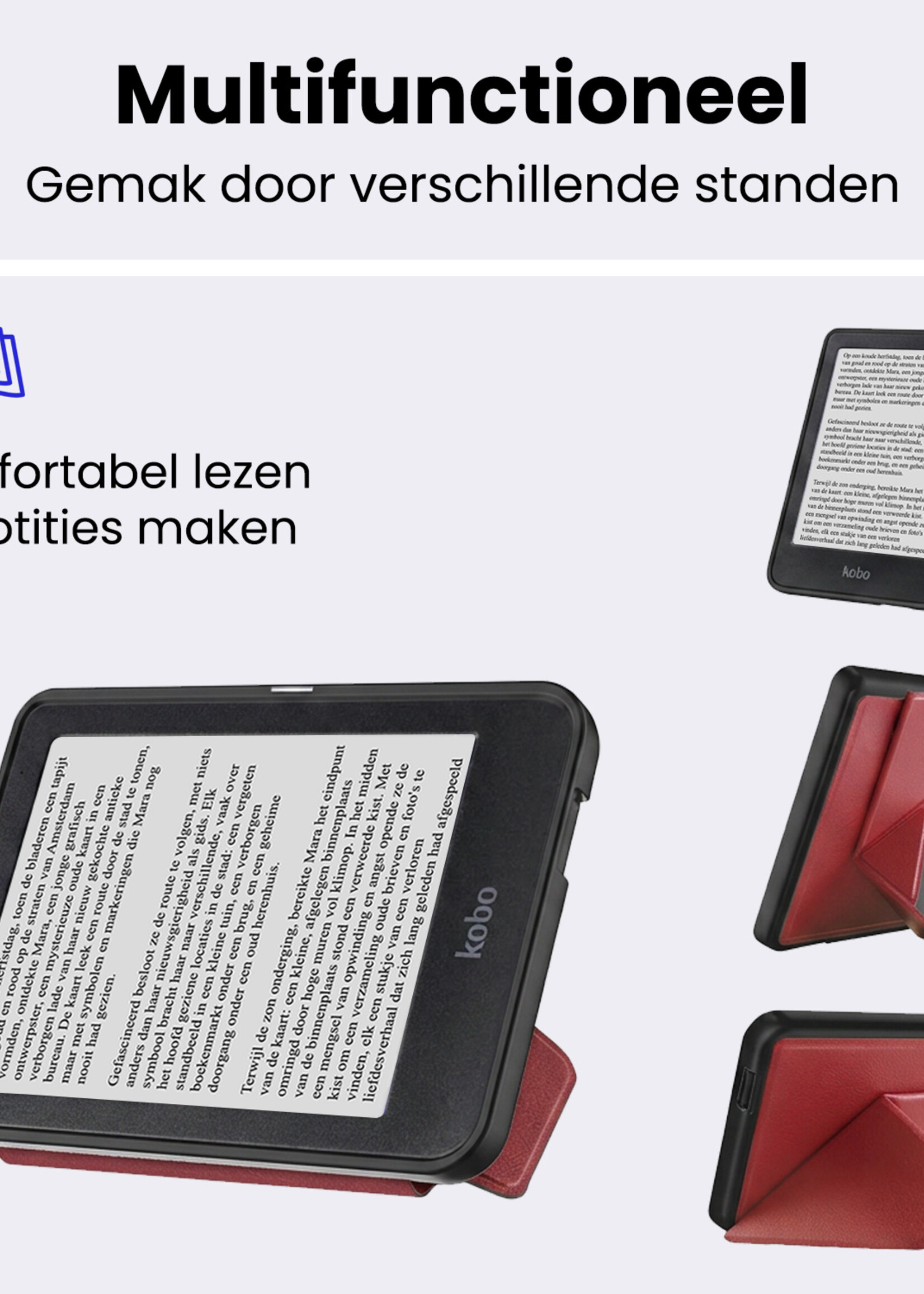 BTH BTH Kobo Nia Hoesje Trifold - Donkerrood