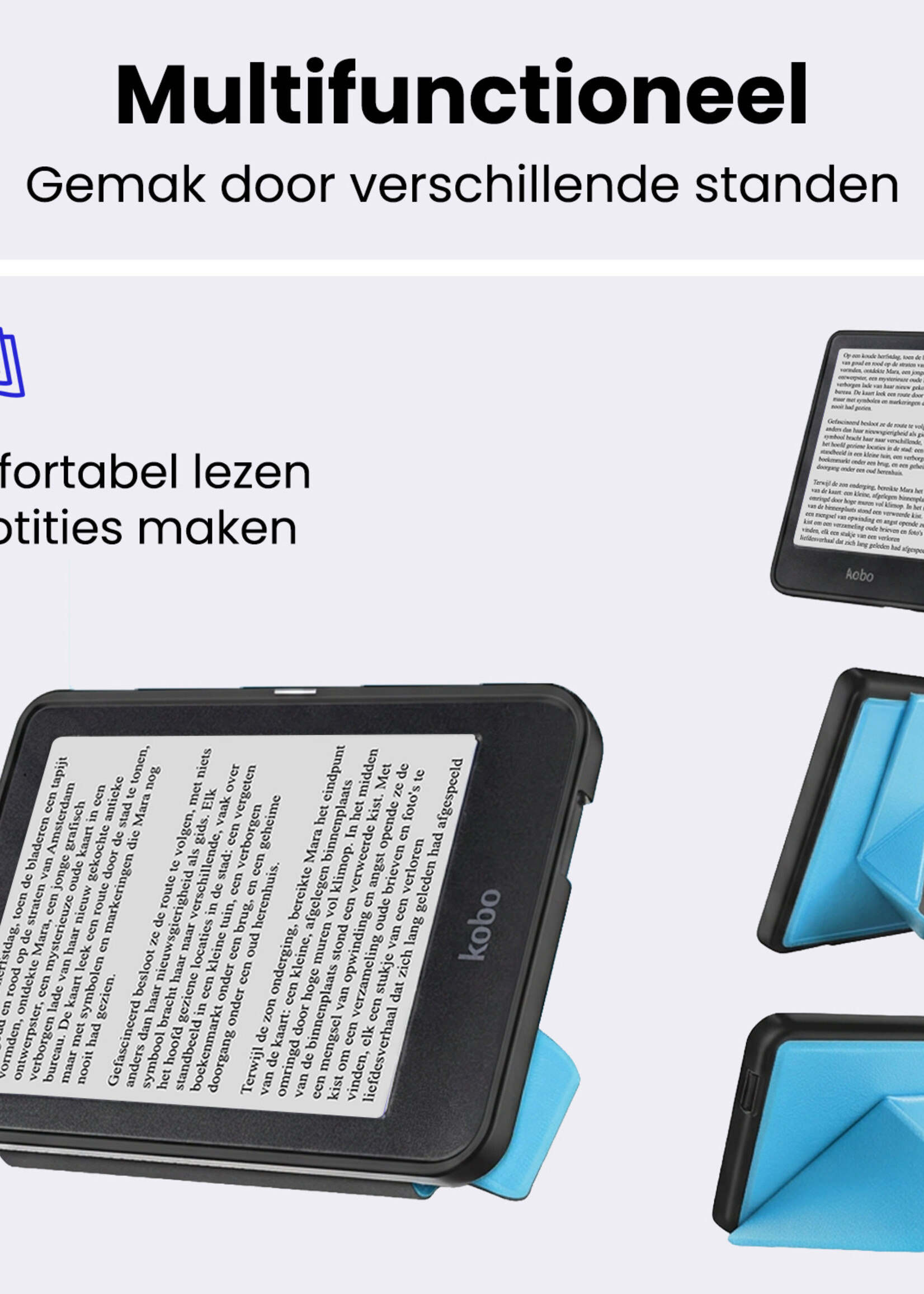 BTH BTH Kobo Nia Hoesje Trifold - Lichtblauw