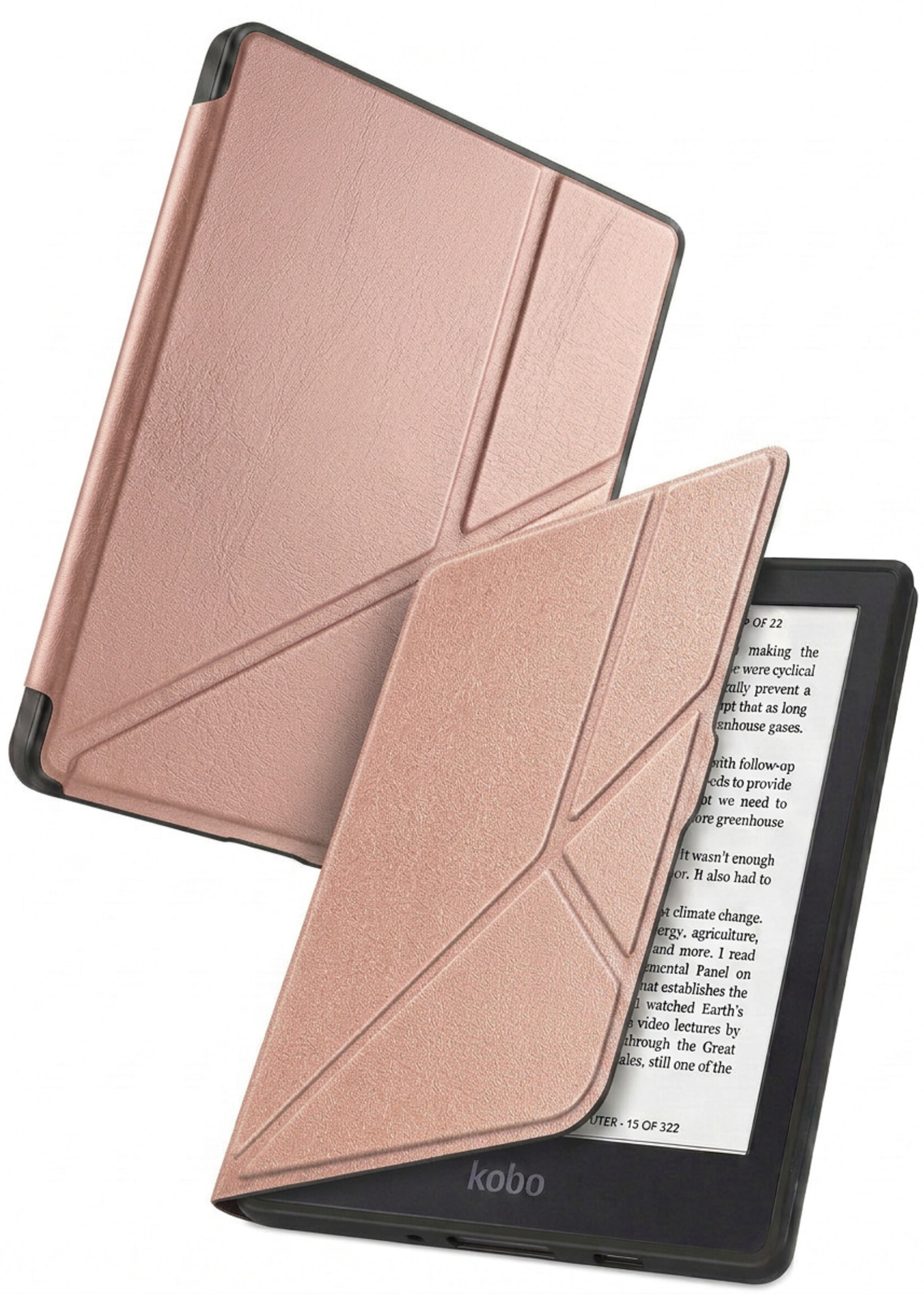 BTH BTH Kobo Nia Hoesje Trifold - Rose Goud
