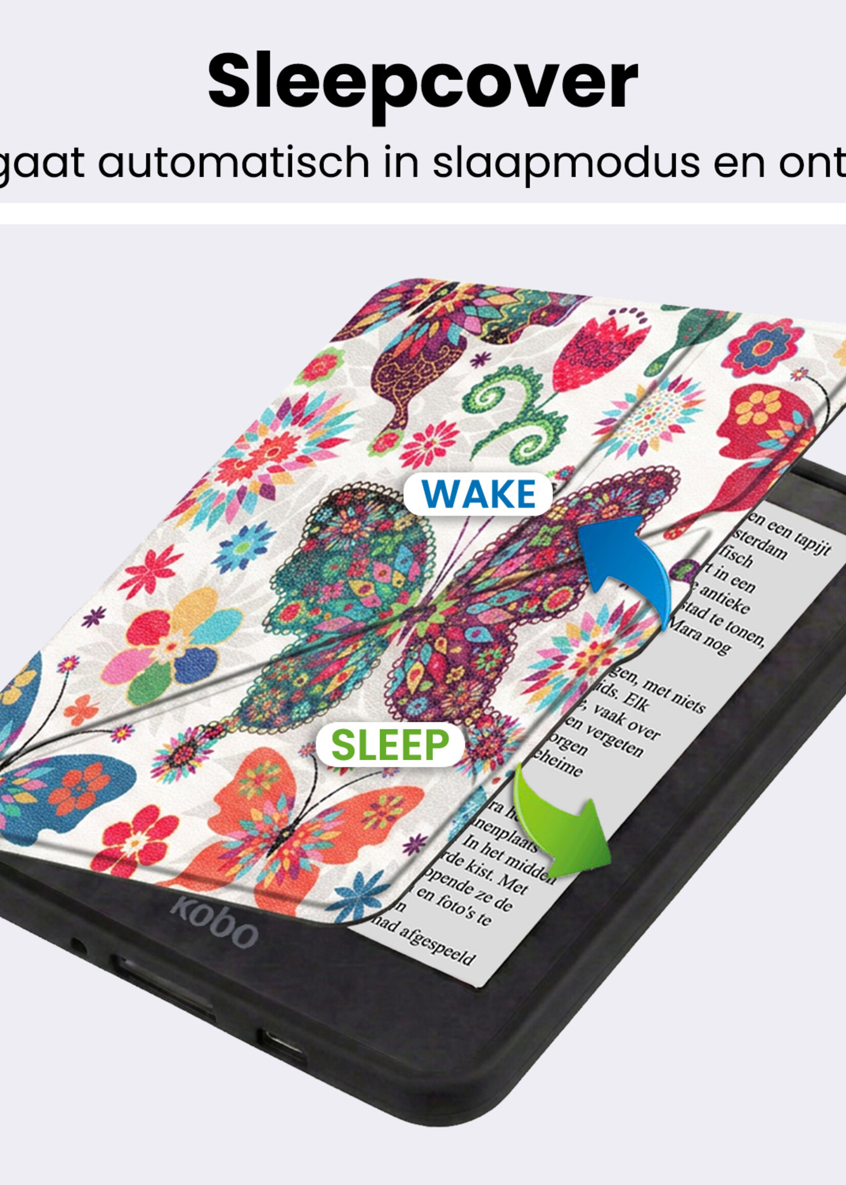 BTH BTH Kobo Nia Hoesje Trifold - Vlinder