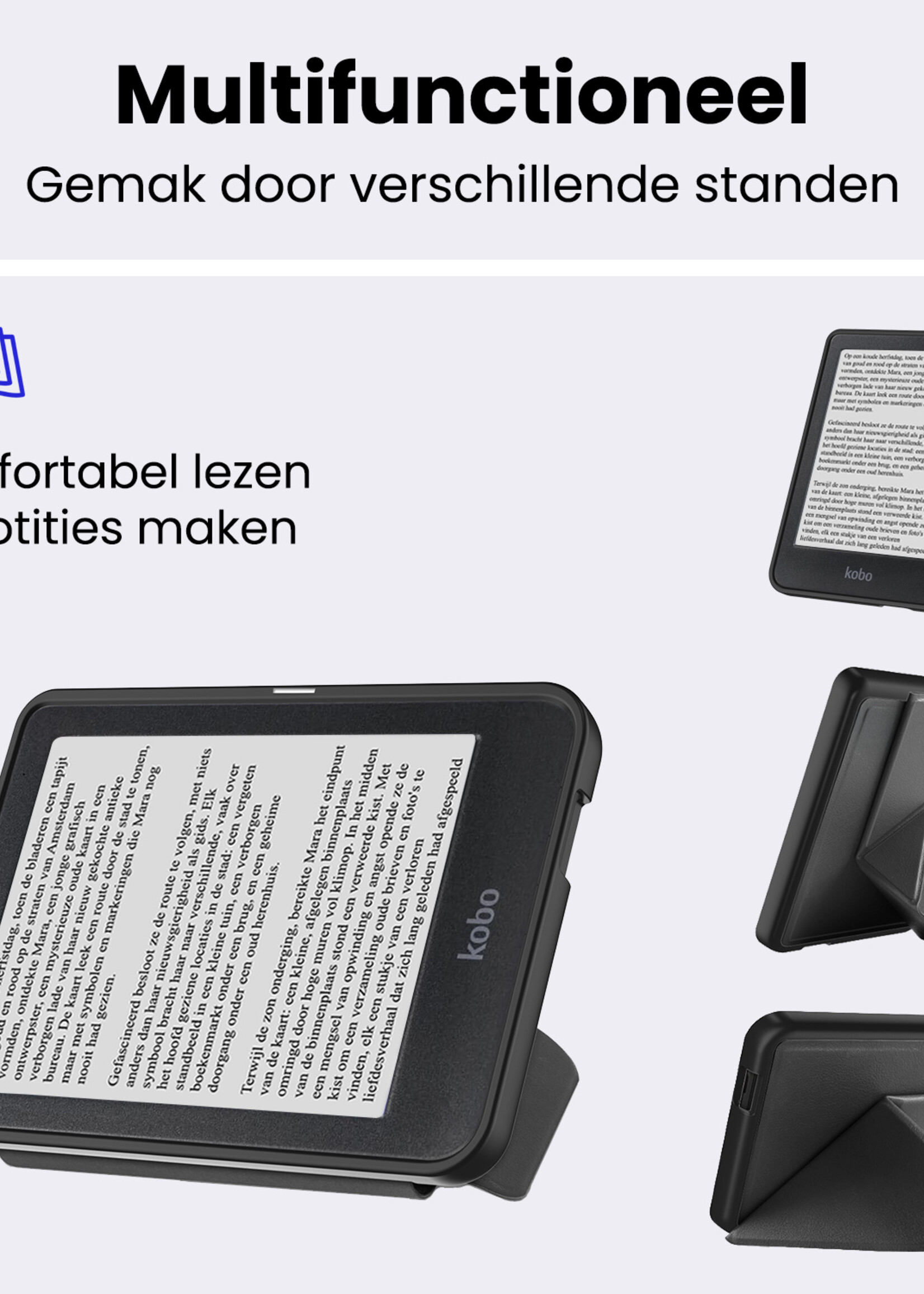 BTH BTH Kobo Nia Hoesje Trifold - Zwart